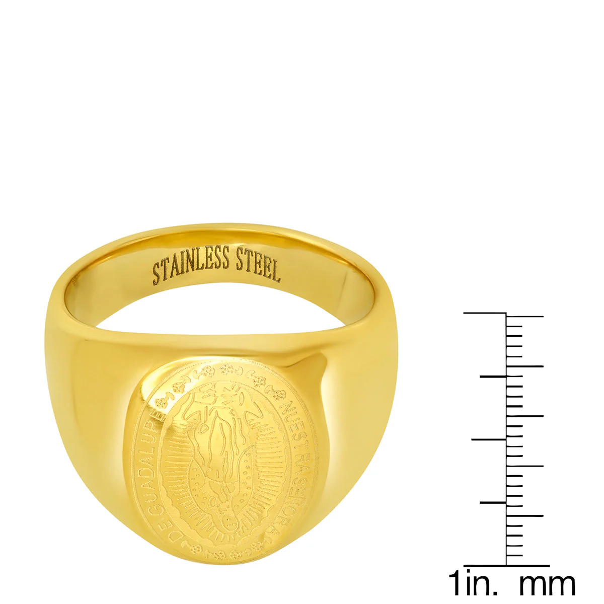 18K Gold Plated Stainless Steel Lady Of Guadalupe Ring - Image 3
