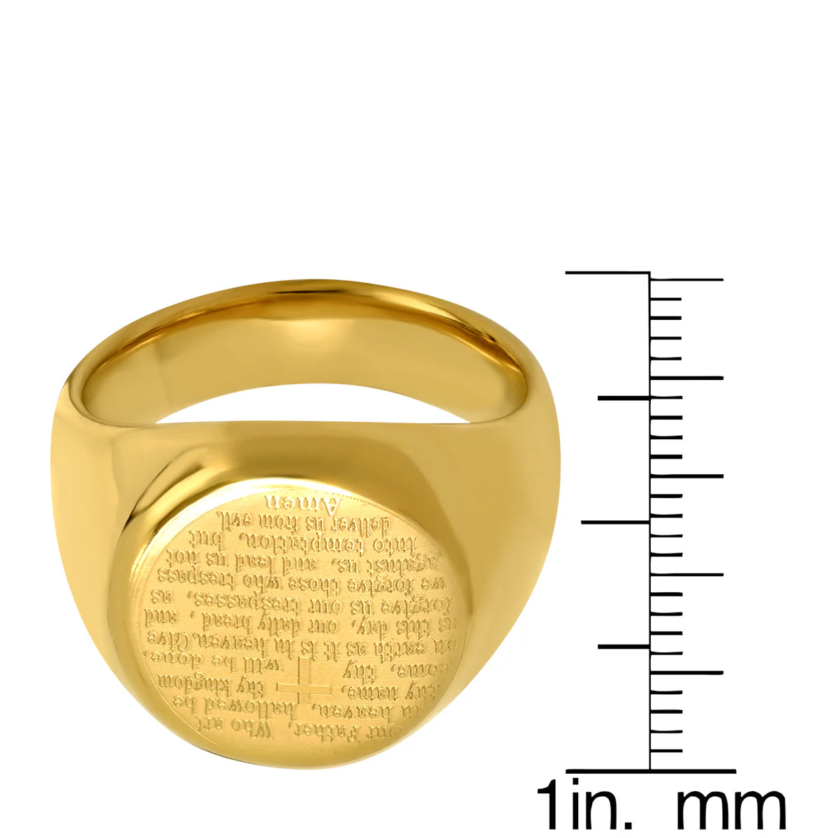 18K Gold Plated Stainless Steel Our Father English Prayer Ring - Image 3