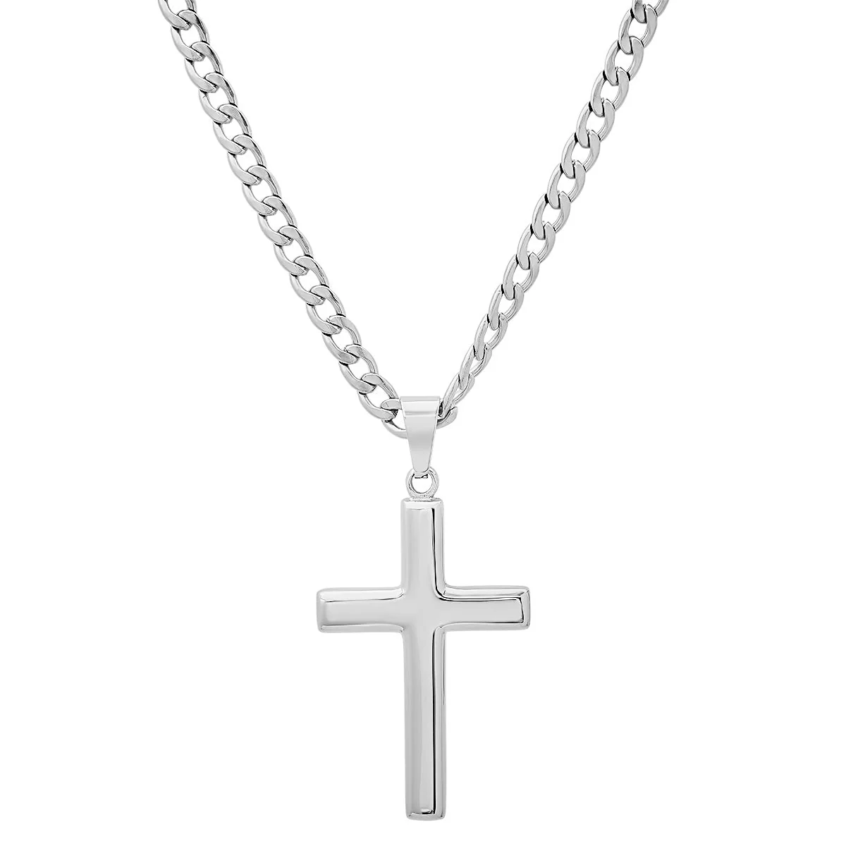 18K Gold Plated Stainless Steel Plain Flat Cross Pendant - Image 2