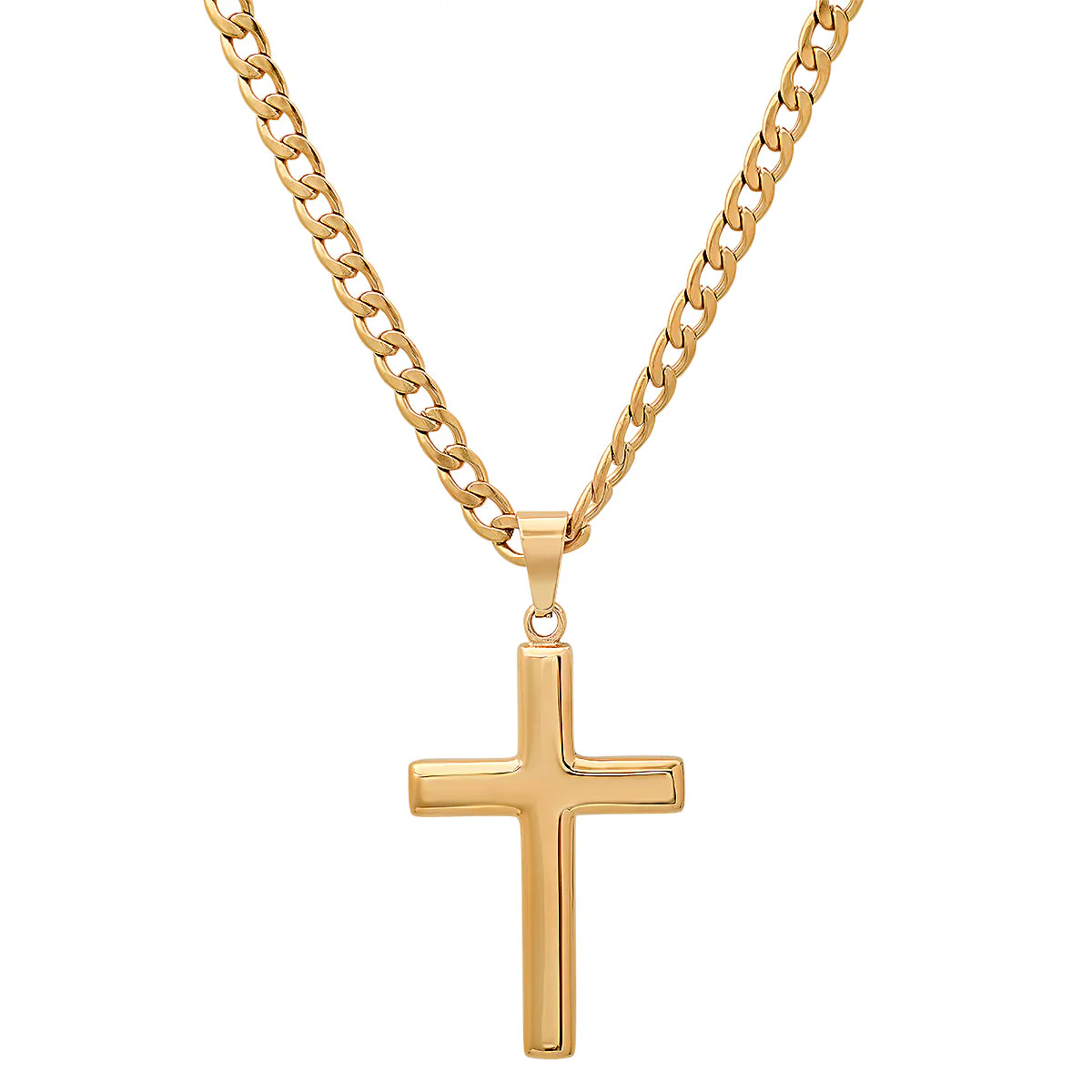 18K Gold Plated Stainless Steel Plain Flat Cross Pendant - Image 4