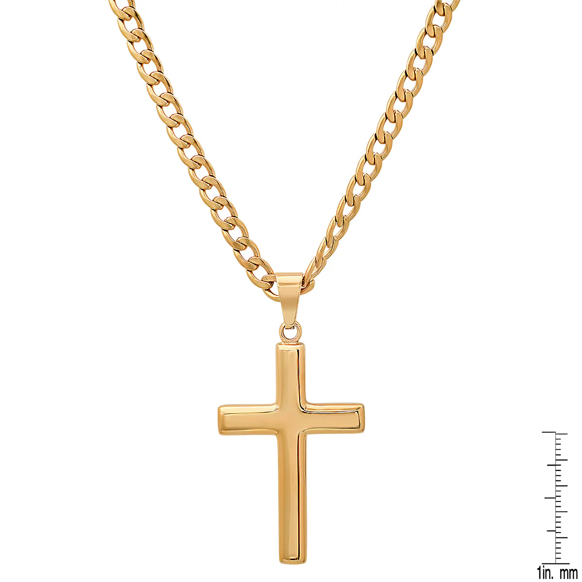 18K Gold Plated Stainless Steel Plain Flat Cross Pendant - Image 6