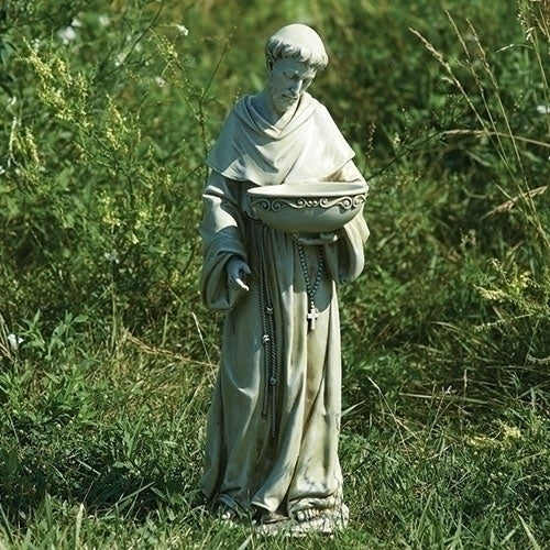 20"H Solar St Francis Birdbath Garden Statue - Image 2