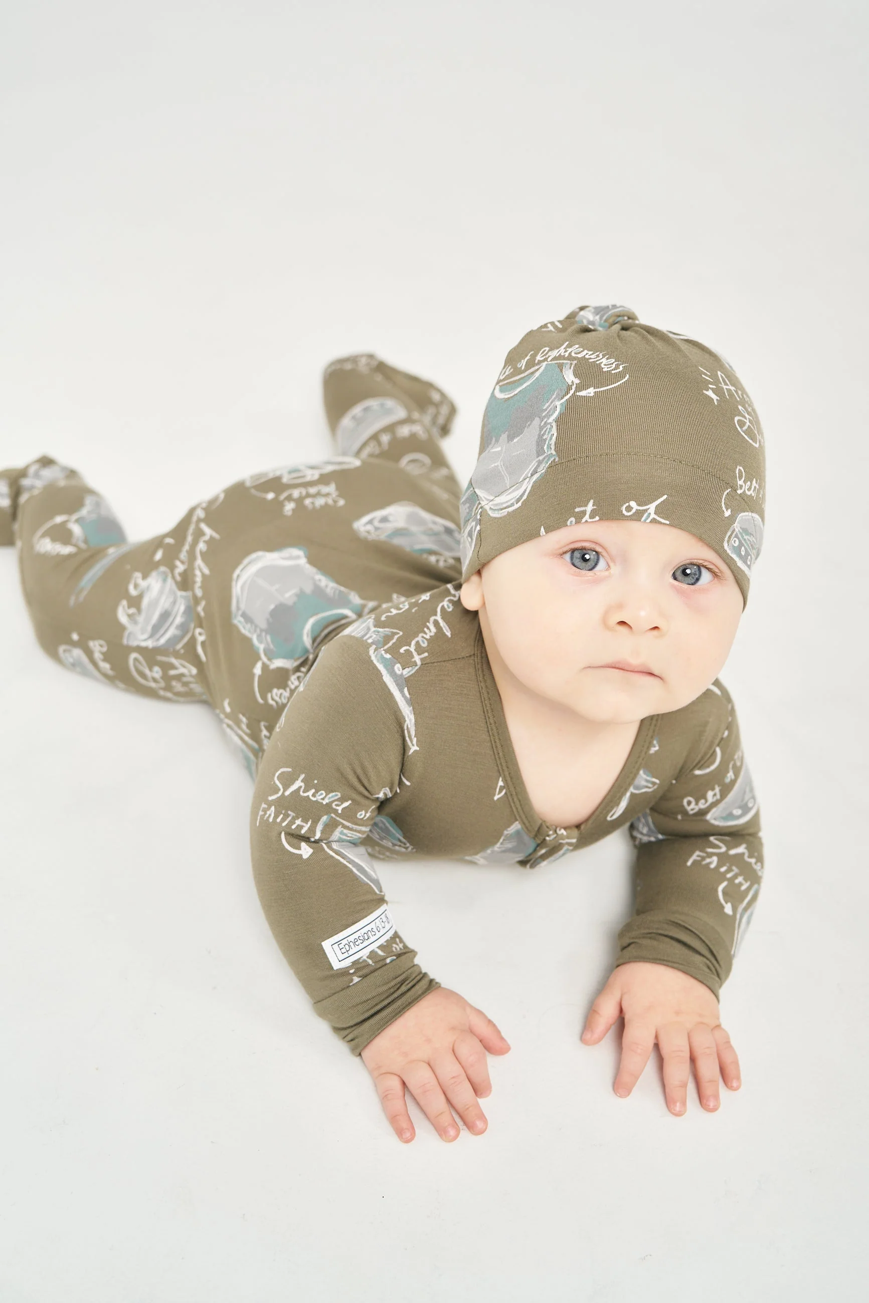 Armor of God Green PJ Footed Onesie Bamboo - Image 3