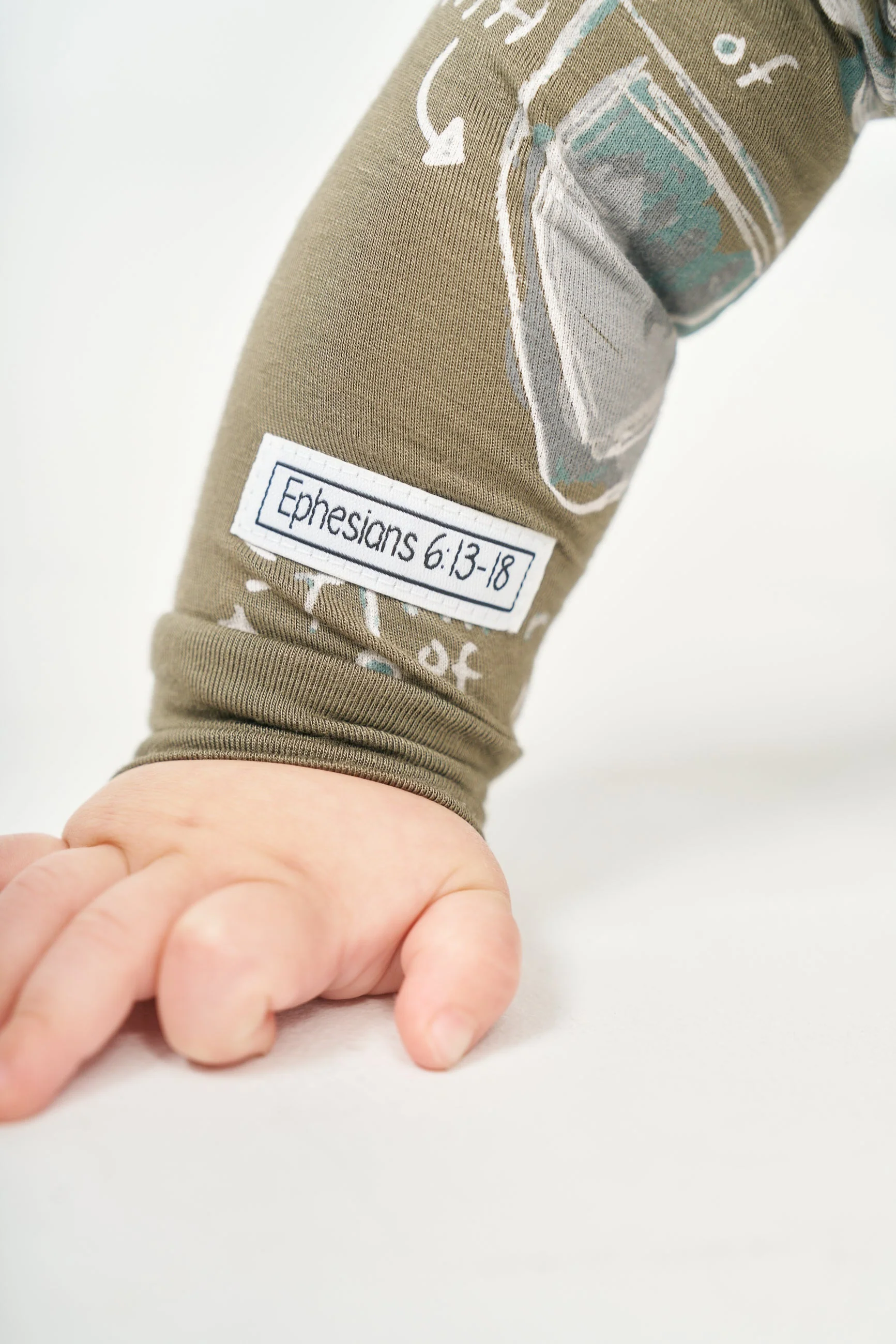 Armor of God Green PJ Footed Onesie Bamboo - Image 4