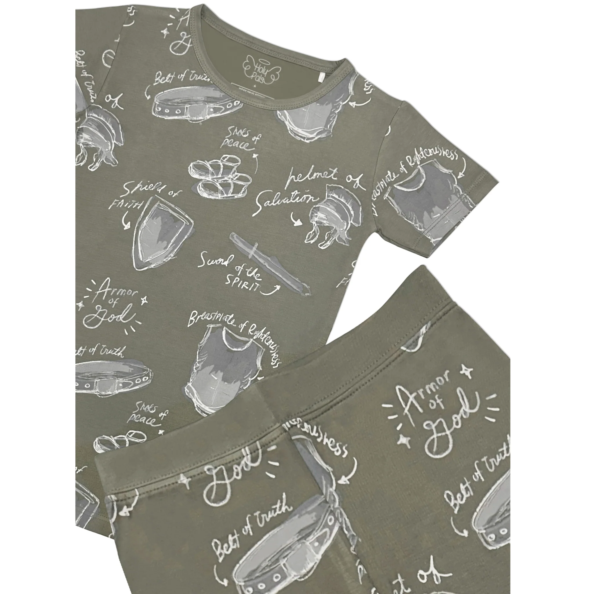 Armor of God Green PJ Short Sleeve & Pants Set Bamboo - Image 3
