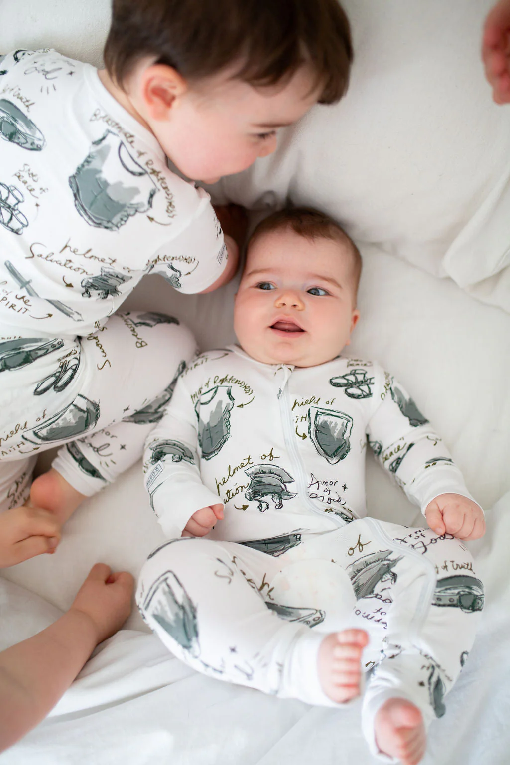 Armor of God White PJ Footless Onesie Bamboo - Image 2