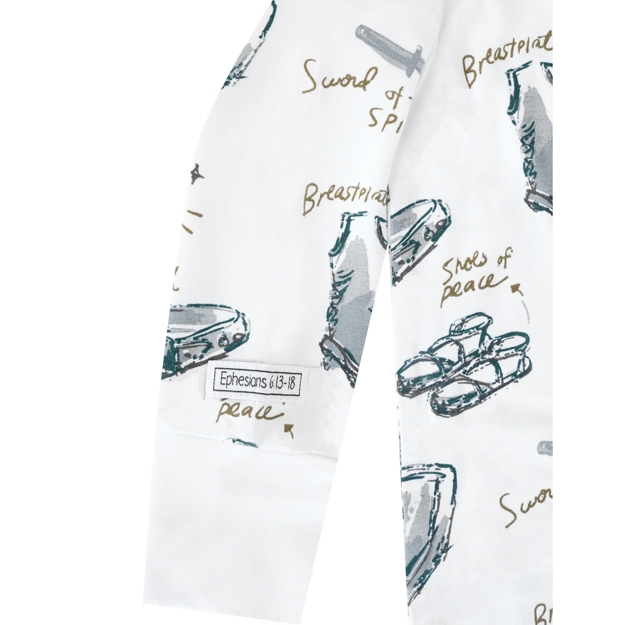 Armor of God White PJ Footless Onesie Bamboo - Image 3