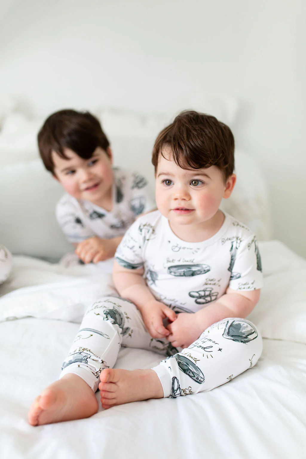 Armor of God White PJ Short Sleeve & Pants Set Bamboo - Image 2