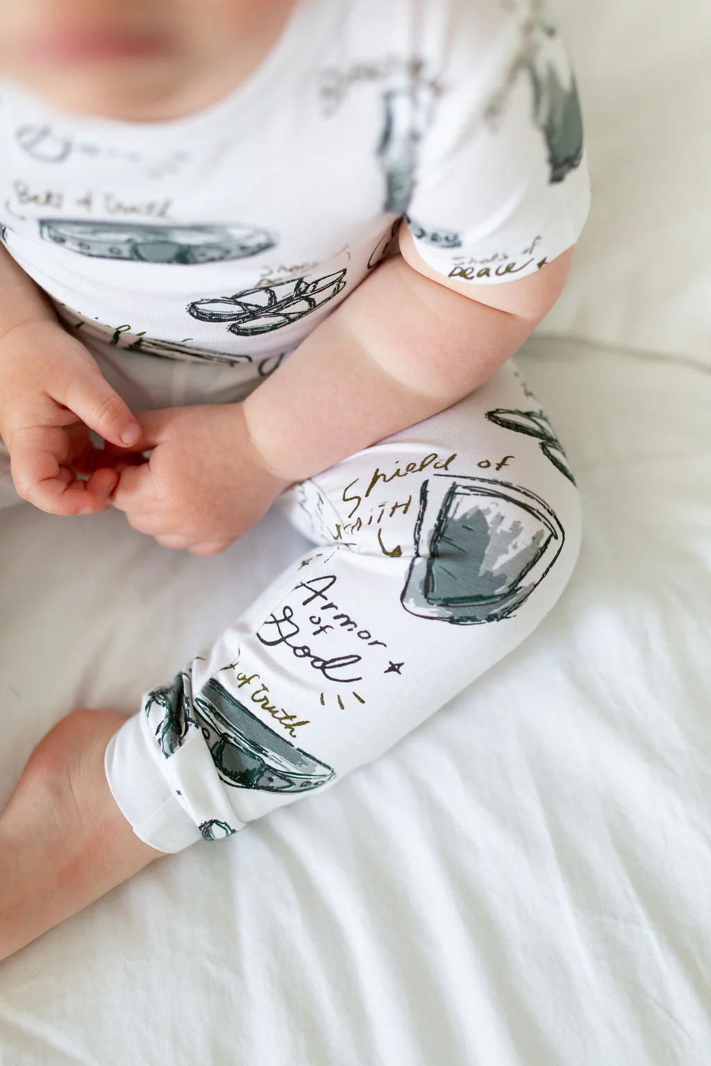 Armor of God White PJ Short Sleeve & Pants Set Bamboo - Image 4