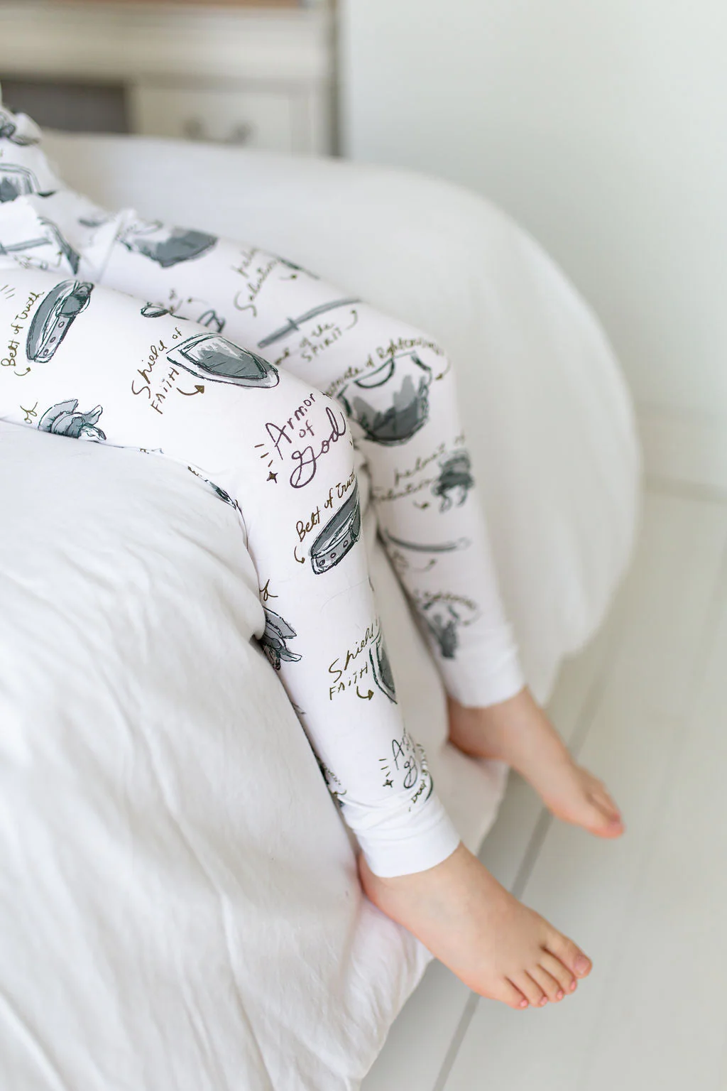 Armor of God White PJ Short Sleeve & Pants Set Bamboo - Image 6