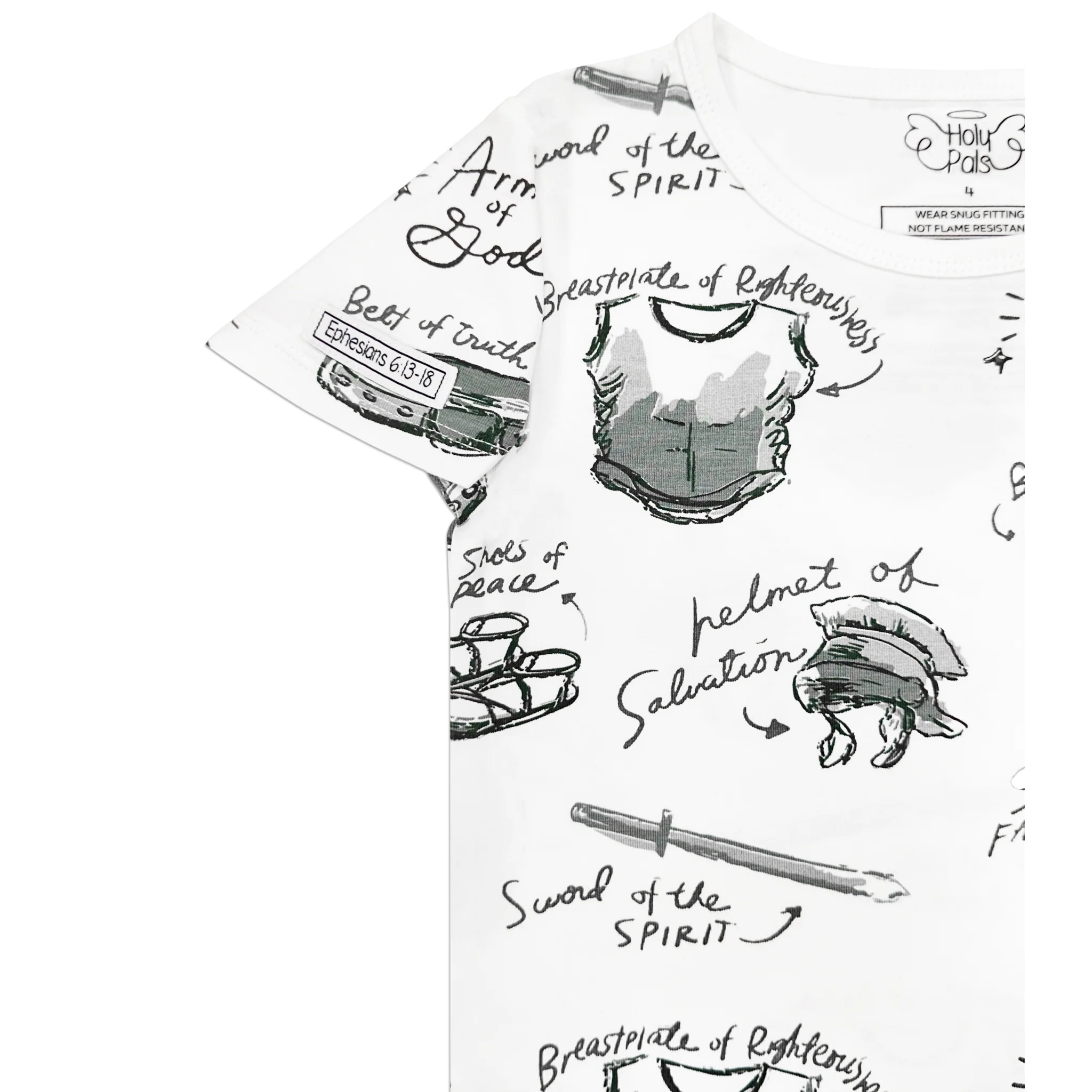 Armor of God White PJ Short Sleeve & Pants Set Bamboo - Image 7