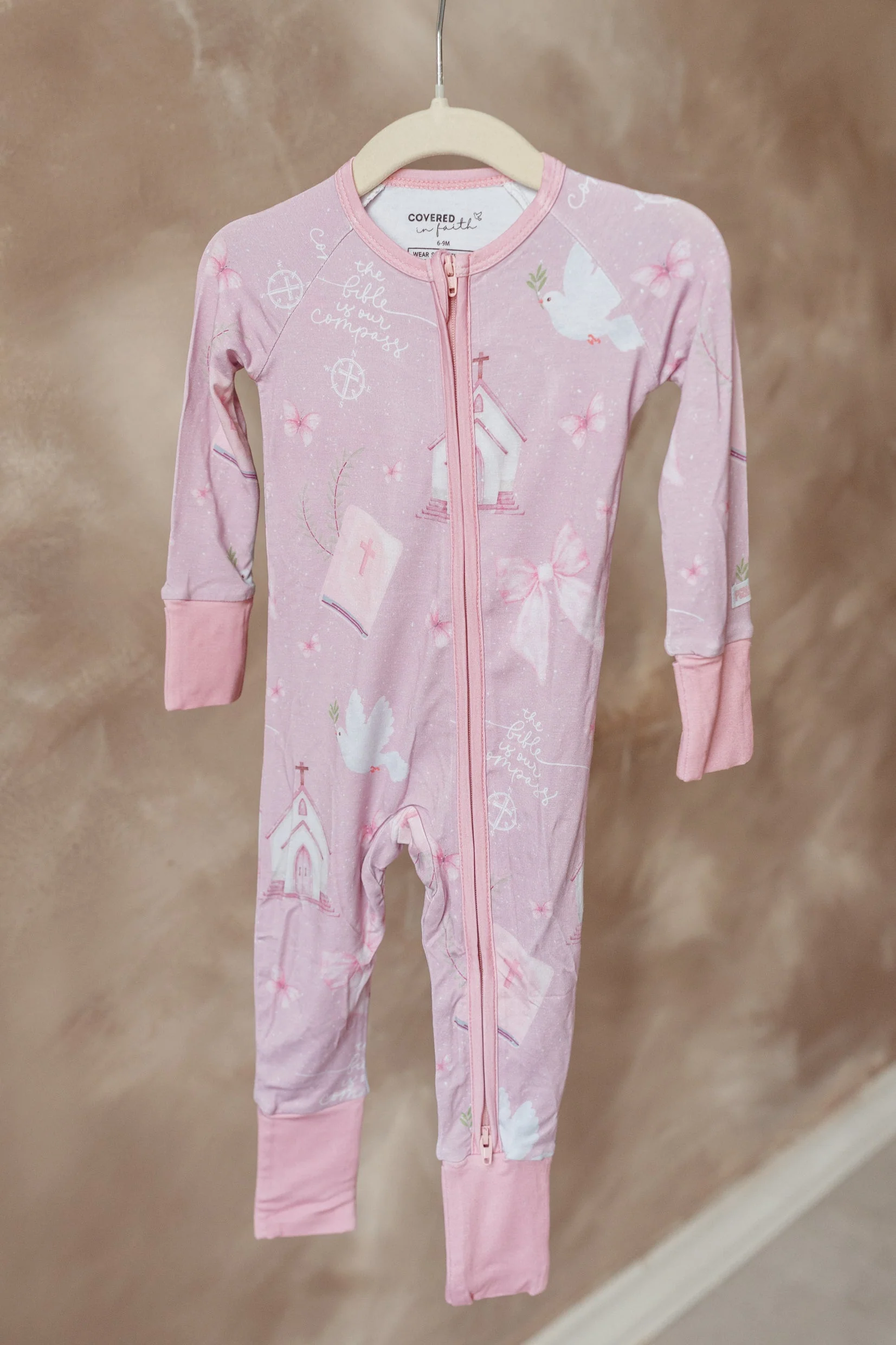 Bible is Our Compass Bamboo Footed Onesie Pajama - Image 2
