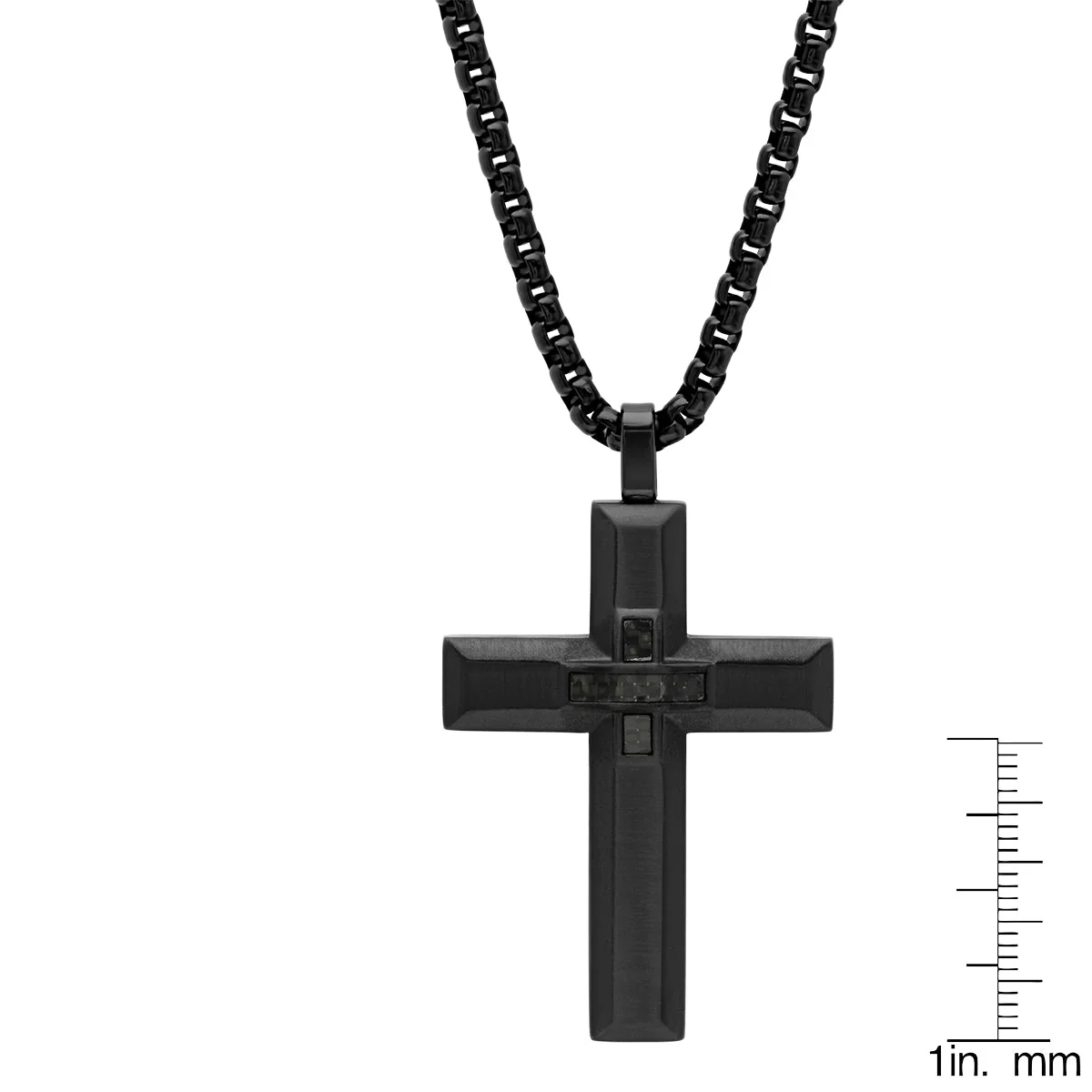 Black Cross Pendant With Black Carbon Fiber Center - Image 3