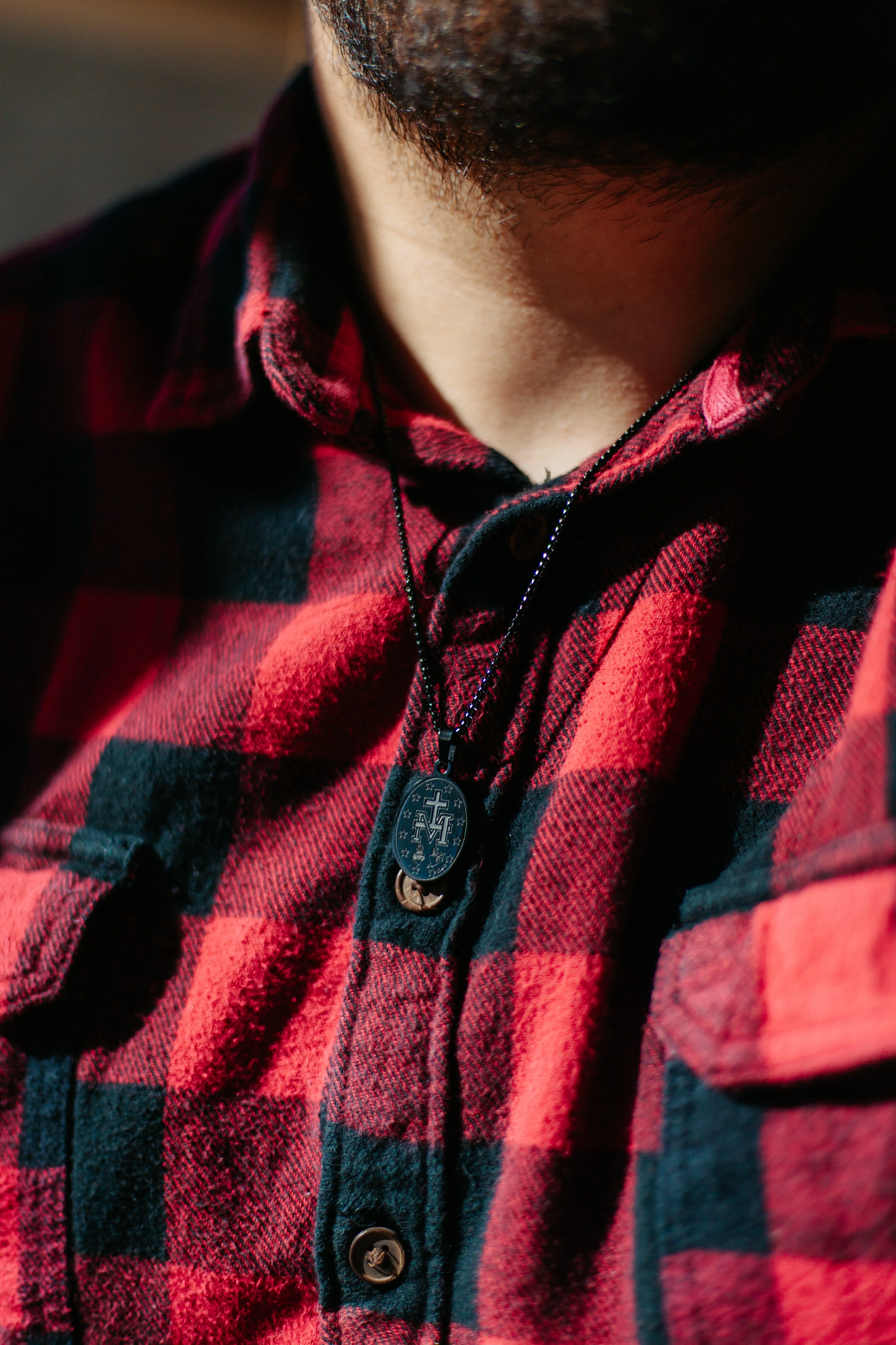Black Miraculous Medal for Men - Image 3
