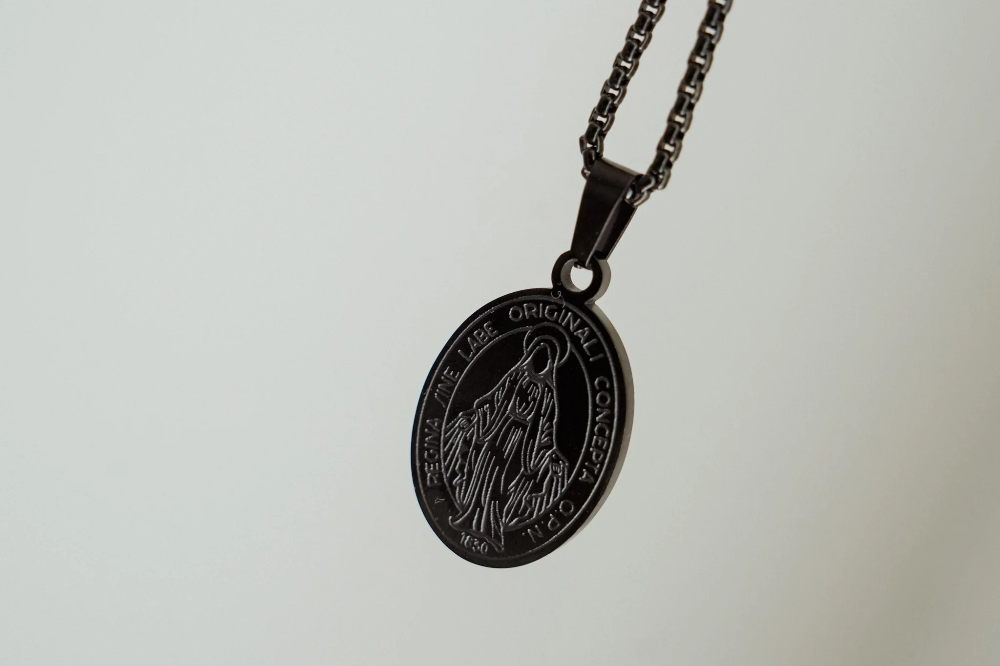 Black Miraculous Medal for Men - Image 4