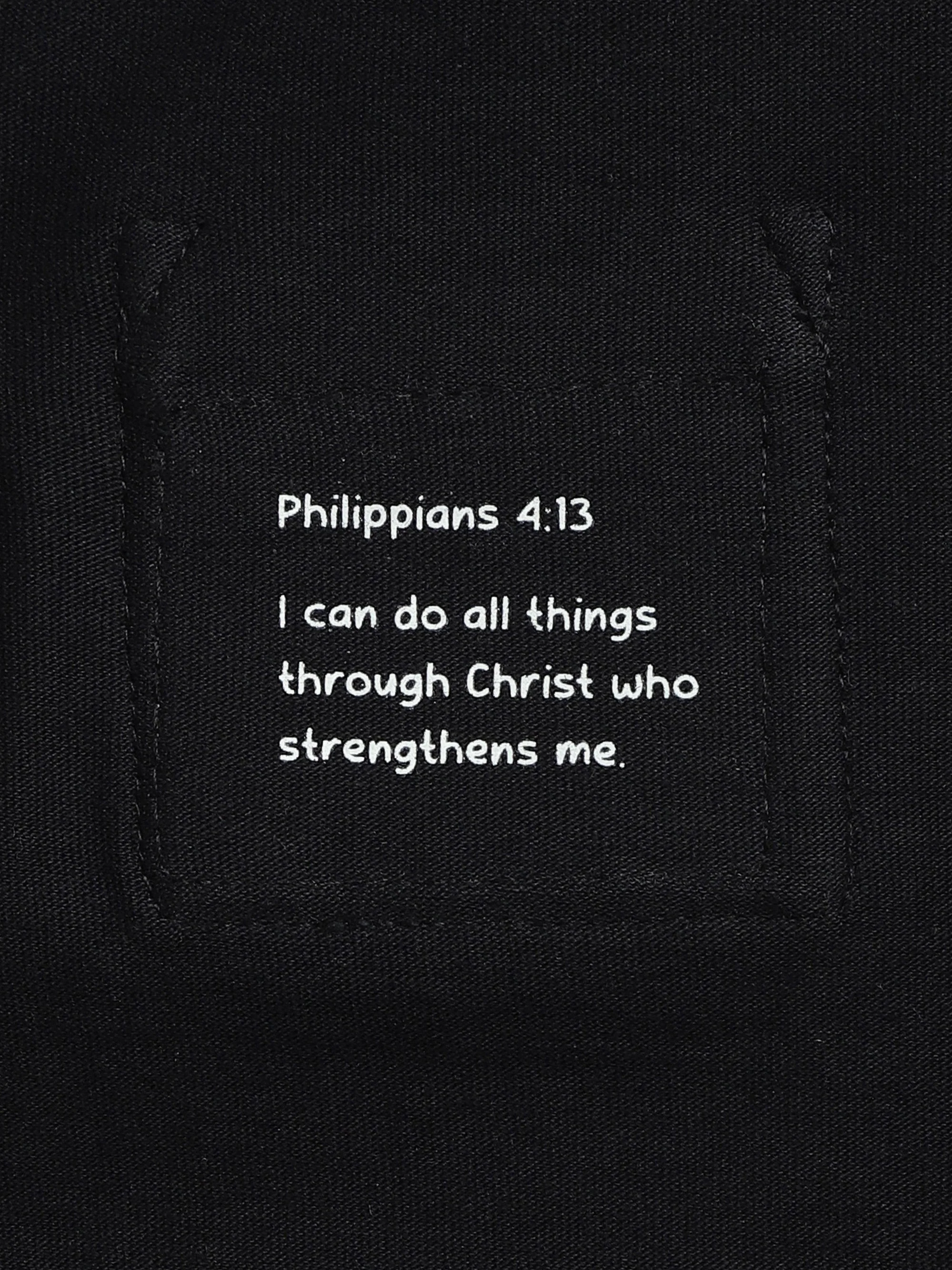 Black Prayer Pocket Long Sleeve Bodysuit Cotton - Image 4