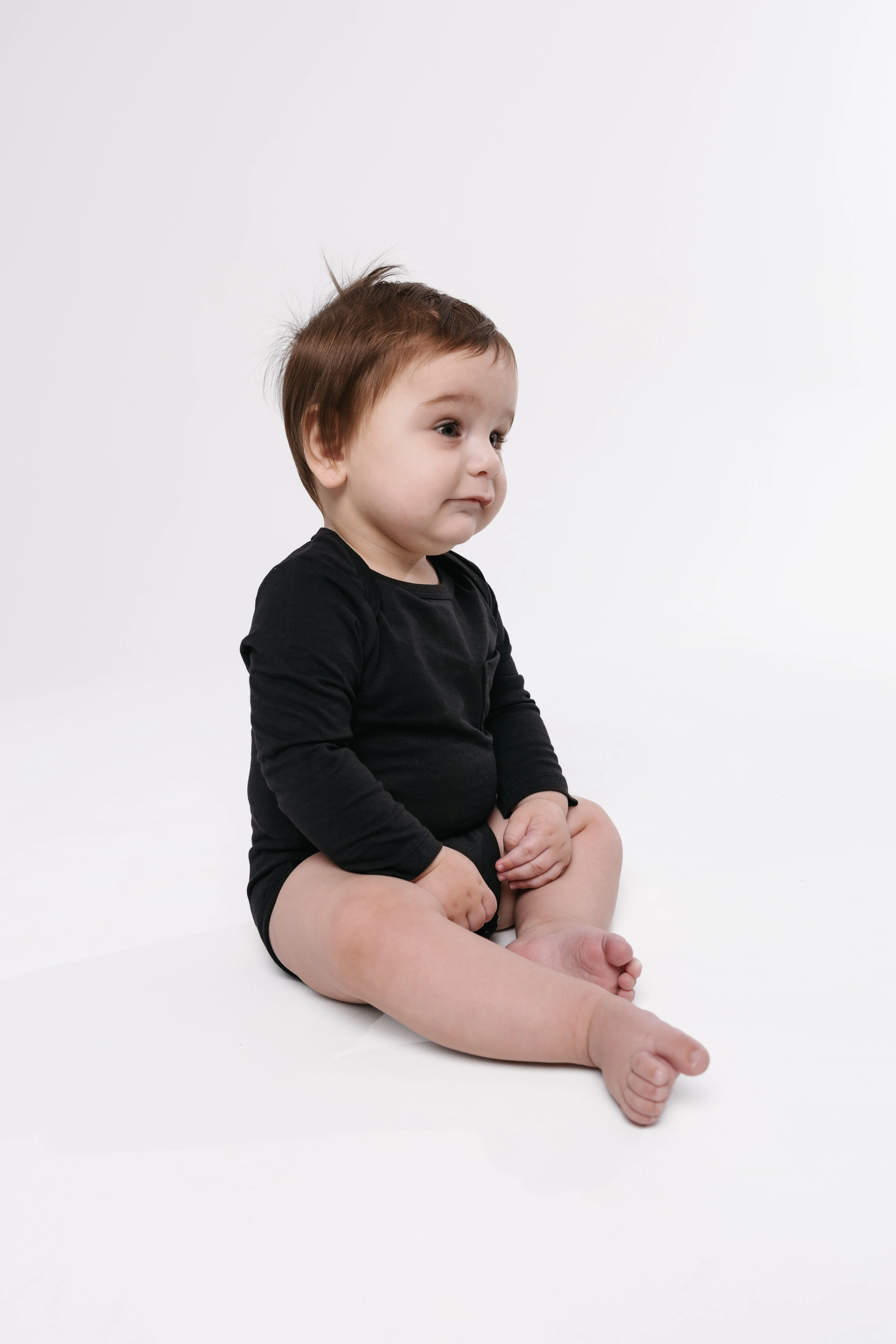 Black Prayer Pocket Long Sleeve Bodysuit Cotton - Image 6
