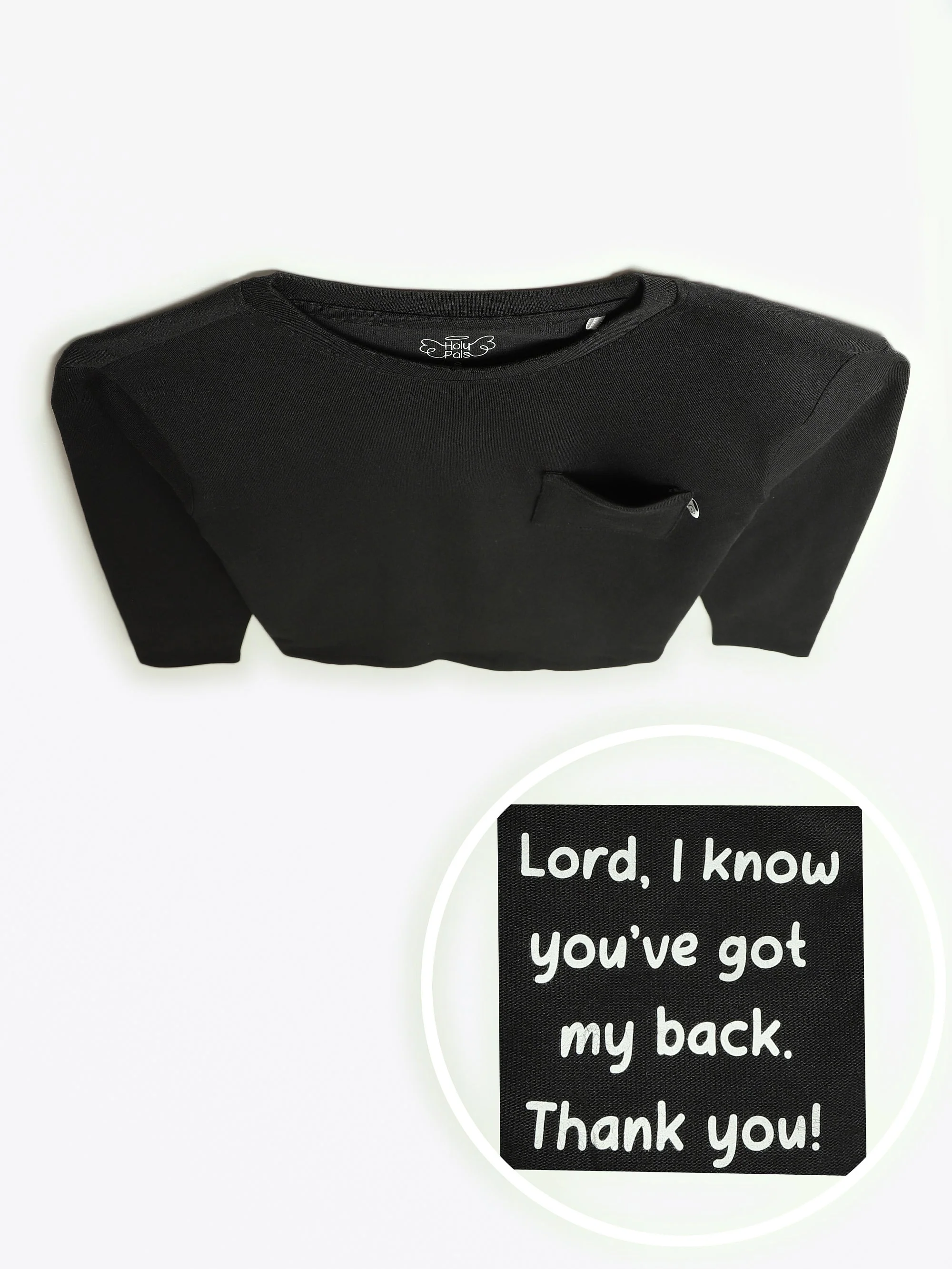 Black Prayer Pocket Long Sleeve Shirt Cotton - Image 3