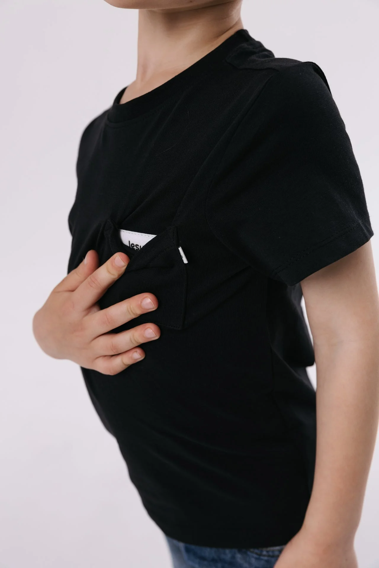Black Prayer Pocket Short Sleeve T-Shirt Cotton - Image 6