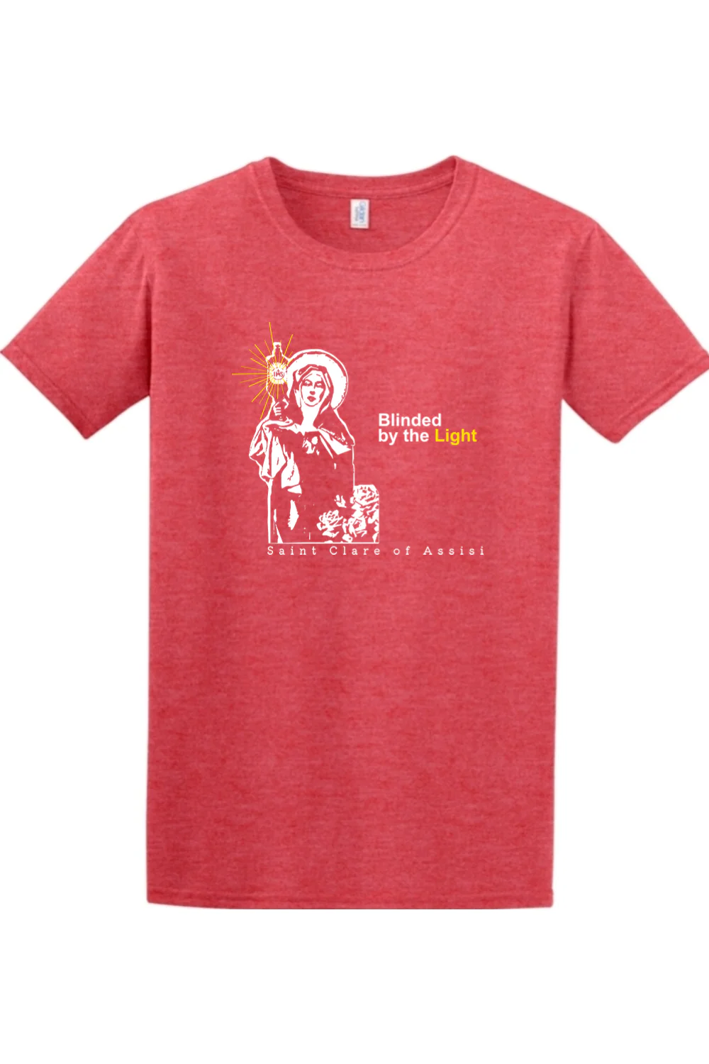 Blinded By The Light - St. Clare of Assisi Adult T-Shirt - Image 5