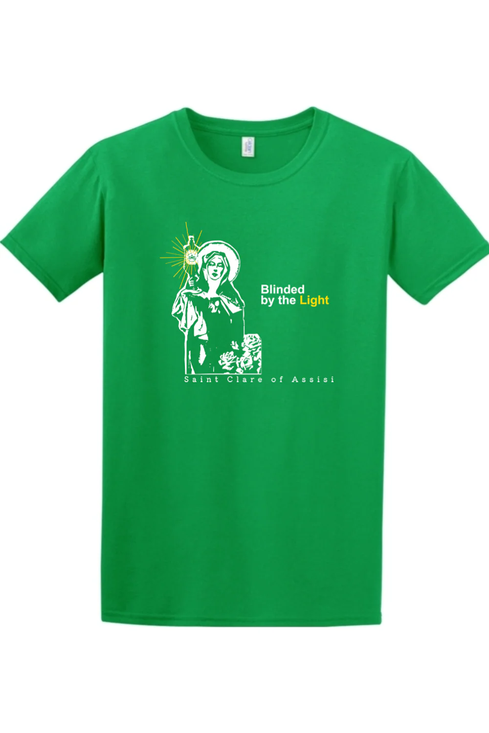 Blinded By The Light - St. Clare of Assisi Adult T-Shirt - Image 6