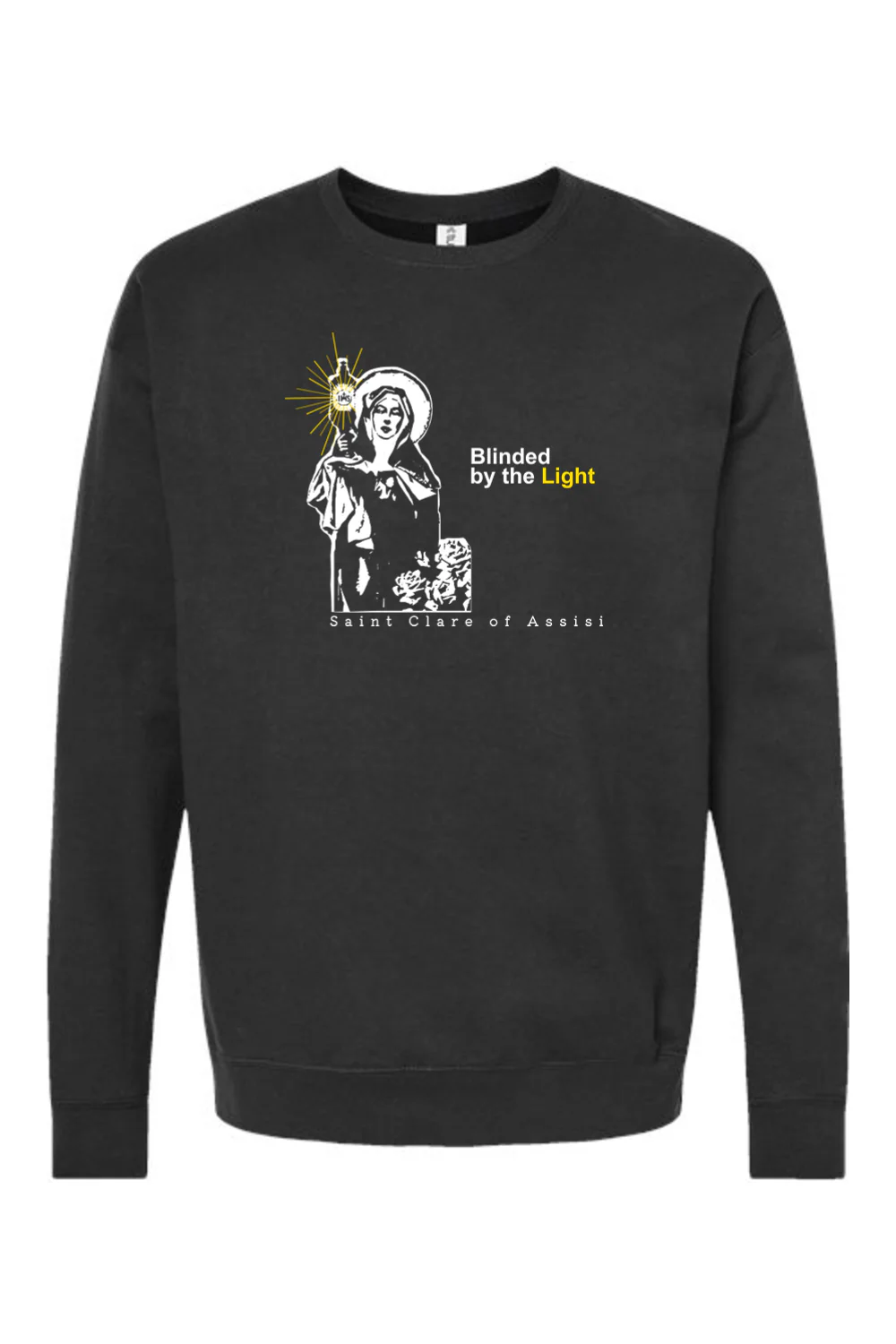 Blinded by the Light - St. Clare of Assisi Crewneck Sweatshirt - Image 2