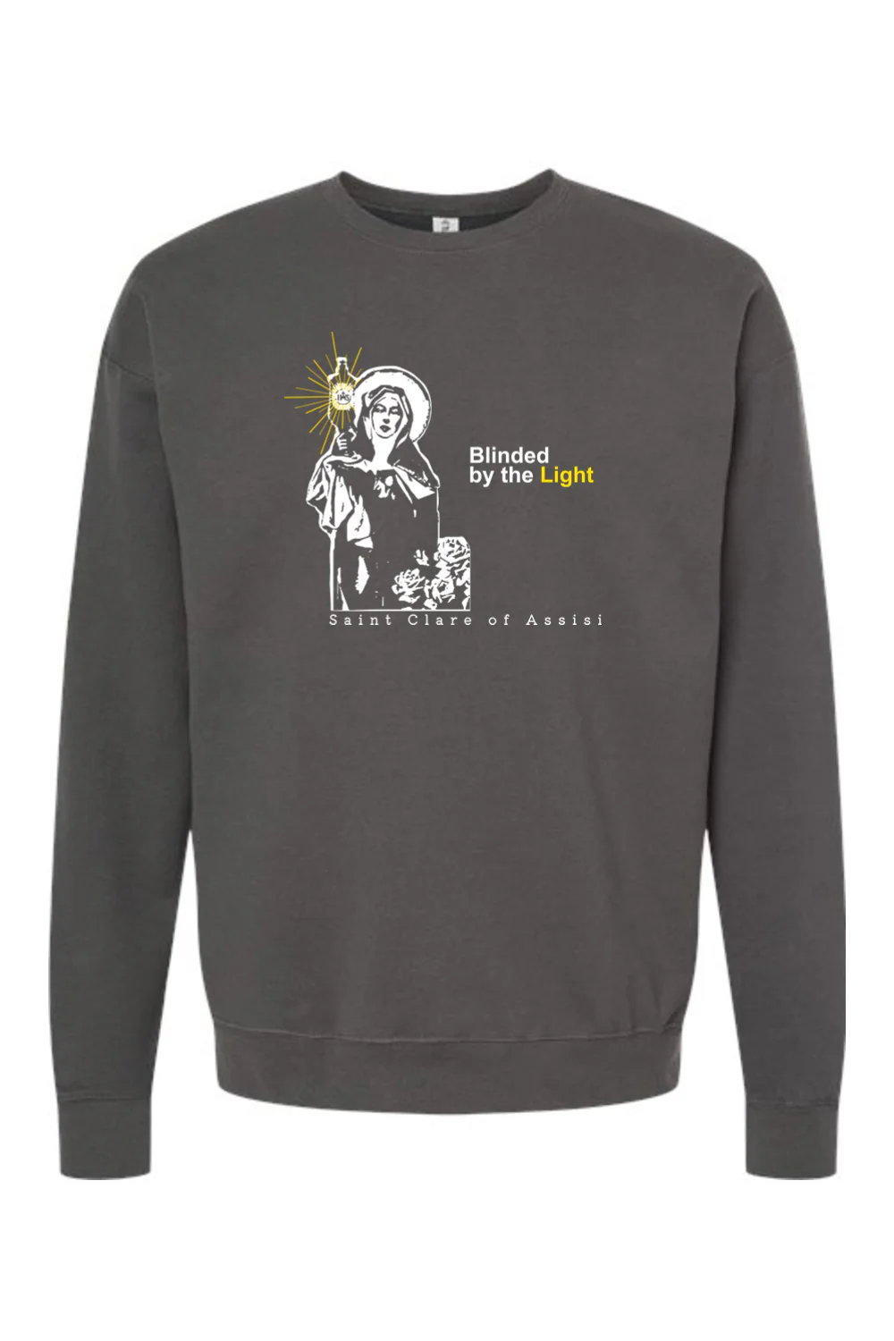 Blinded by the Light - St. Clare of Assisi Crewneck Sweatshirt - Image 3