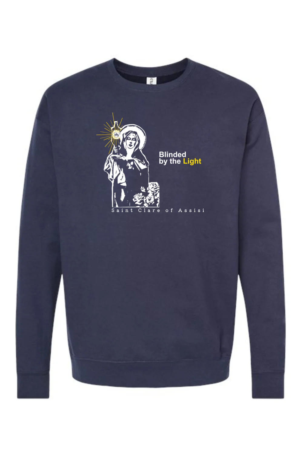 Blinded by the Light - St. Clare of Assisi Crewneck Sweatshirt - Image 7