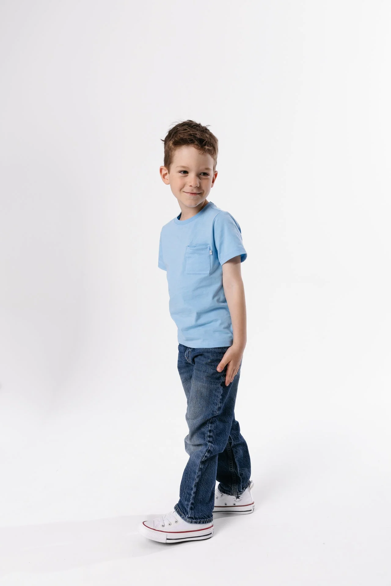 Blue Prayer Pocket Short Sleeve T-Shirt Cotton - Image 2