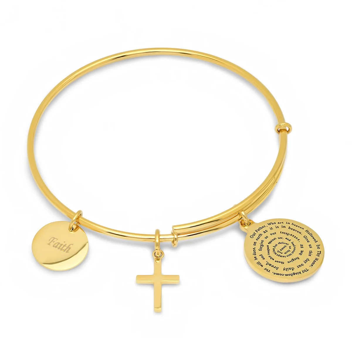 Bracelet With Our Father, Faith & Cross Charms - Image 2
