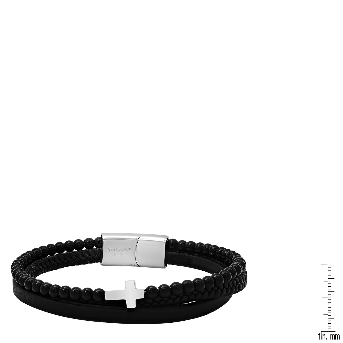 Brown Leather, Tiger Eye Beads And 18K Gold Plated Stainless Steel Layered Bracelet - Image 3