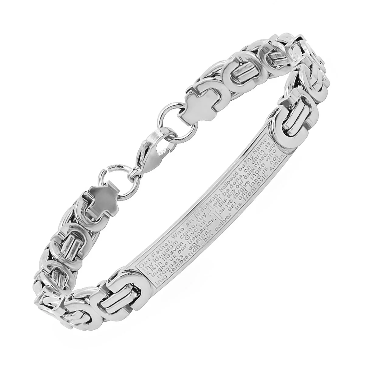 Byzantine Link Our Father English Prayer Id Bracelet - Image 2