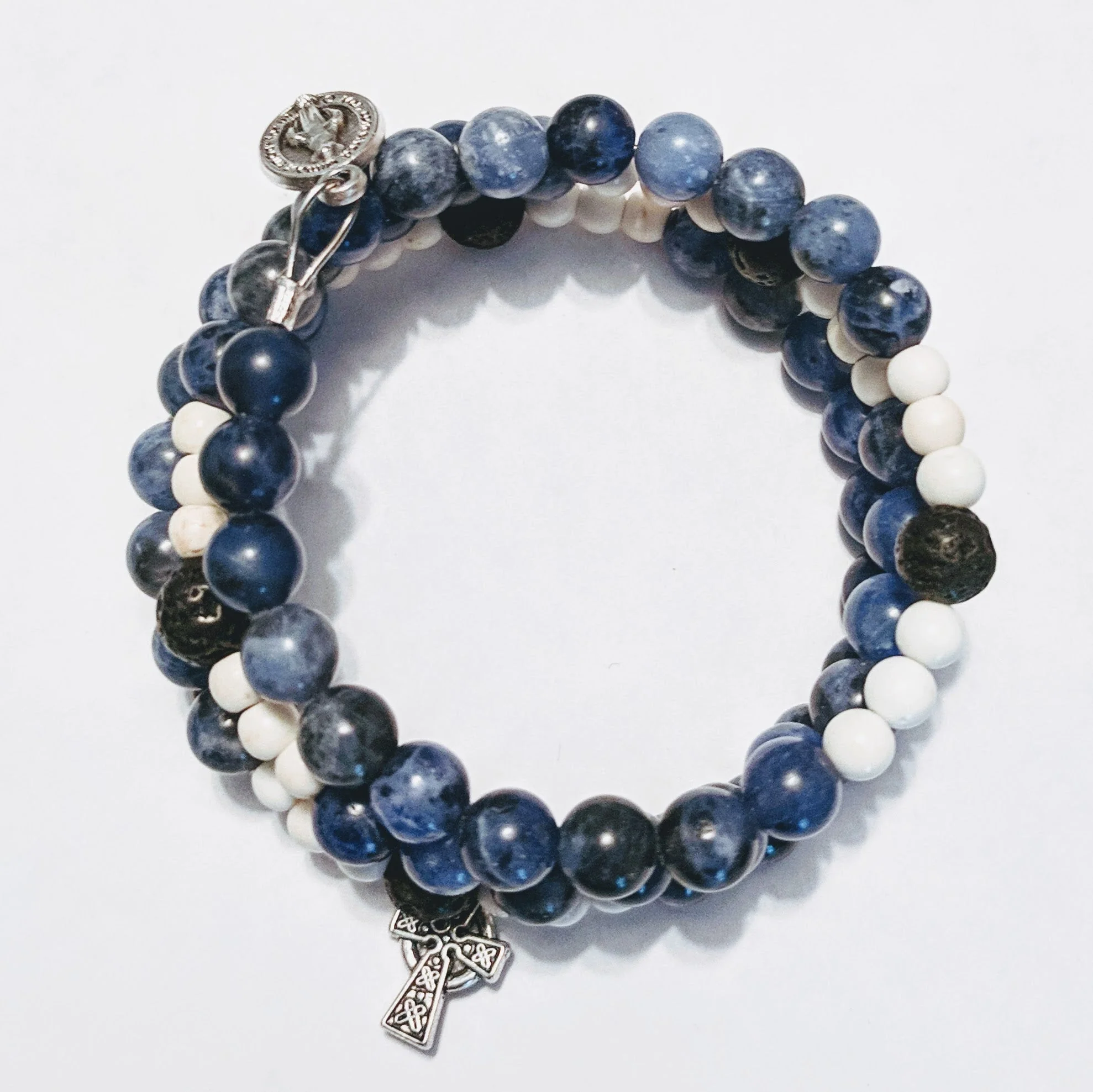 Celtic Ocean of Mercy Rosary Bracelet Wrap with Lava Beads - Image 2