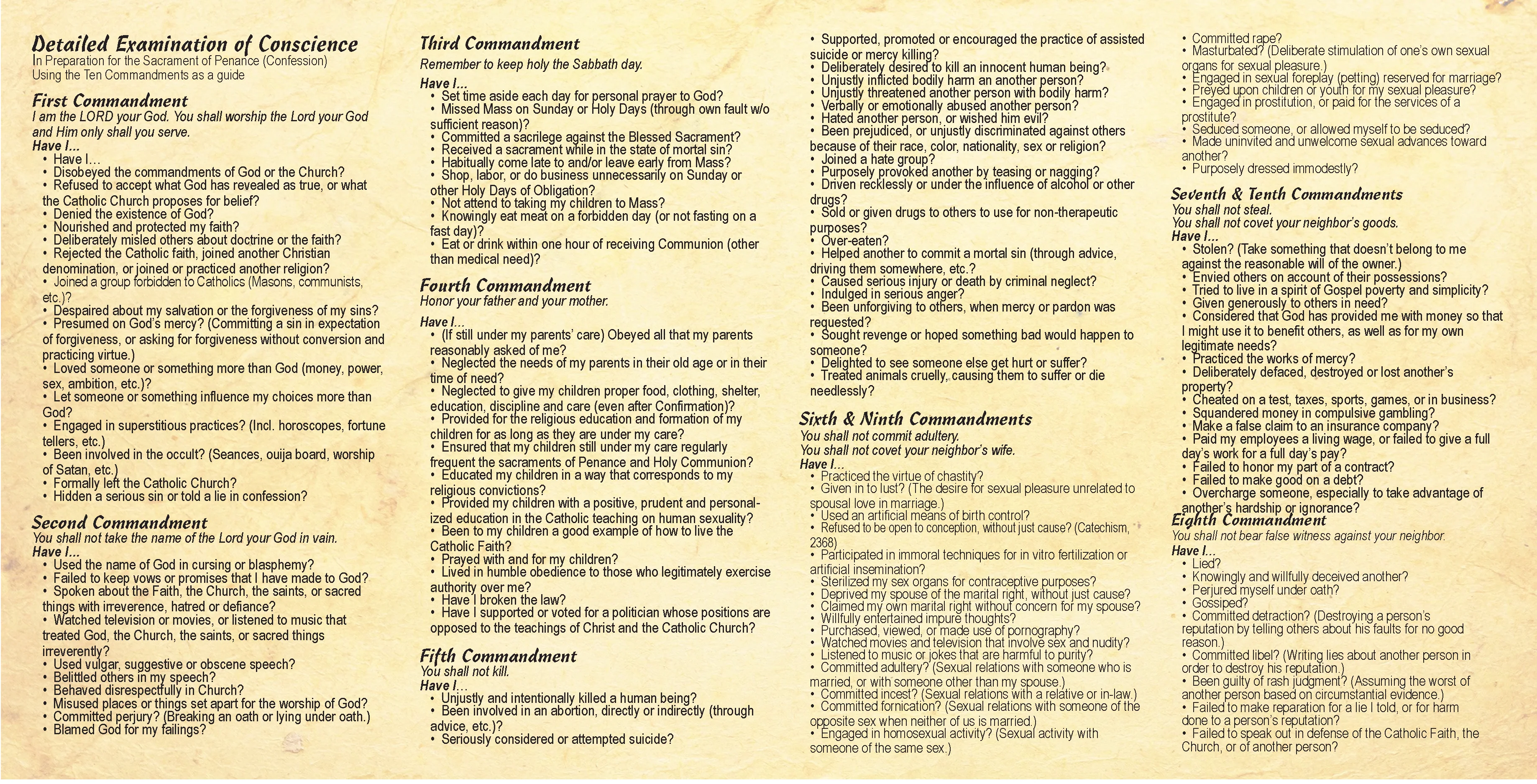 Detailed Examination of Conscience - Prayer Card (c) - Image 3