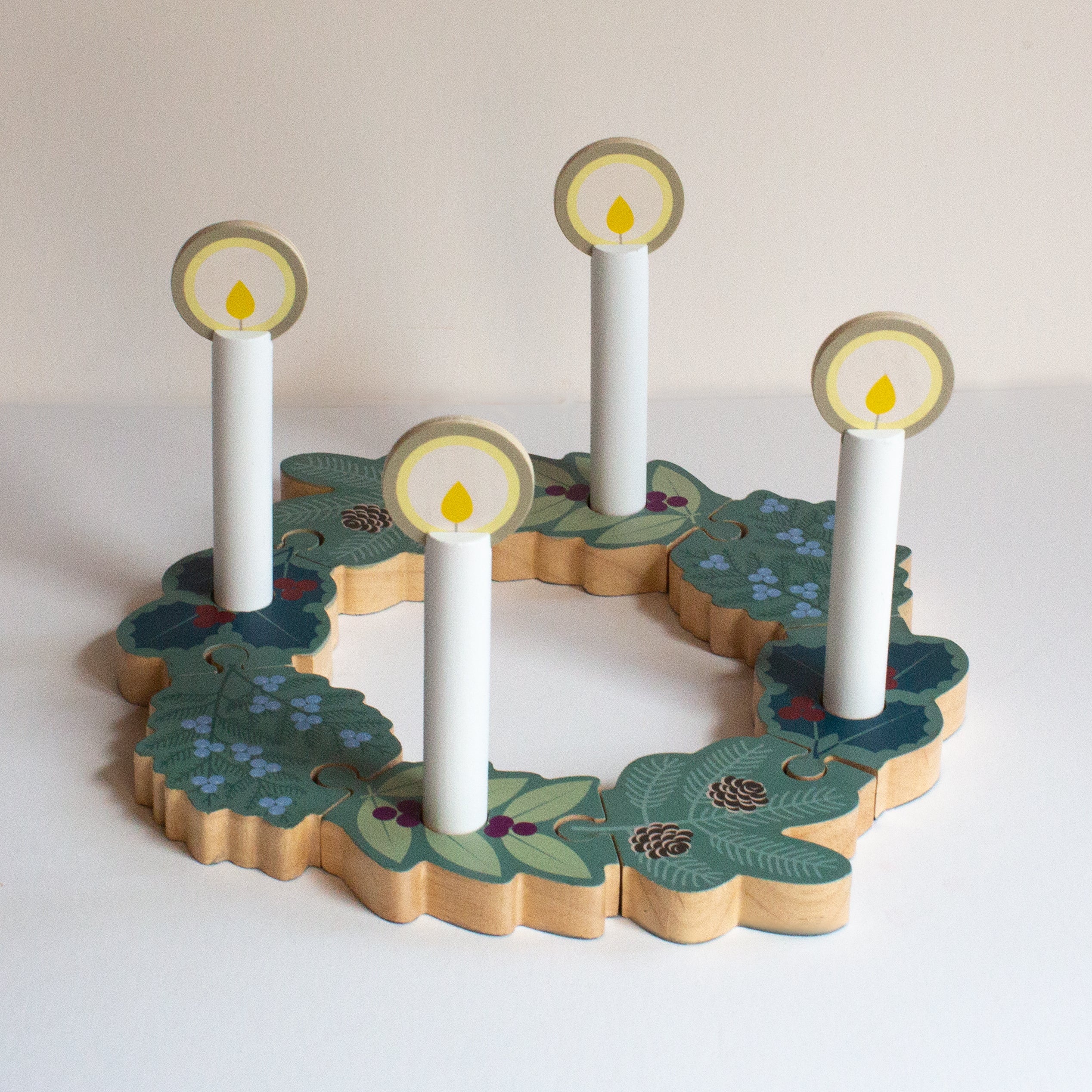 Double-sided Advent to Christmas Wooden Wreath Set - Image 2