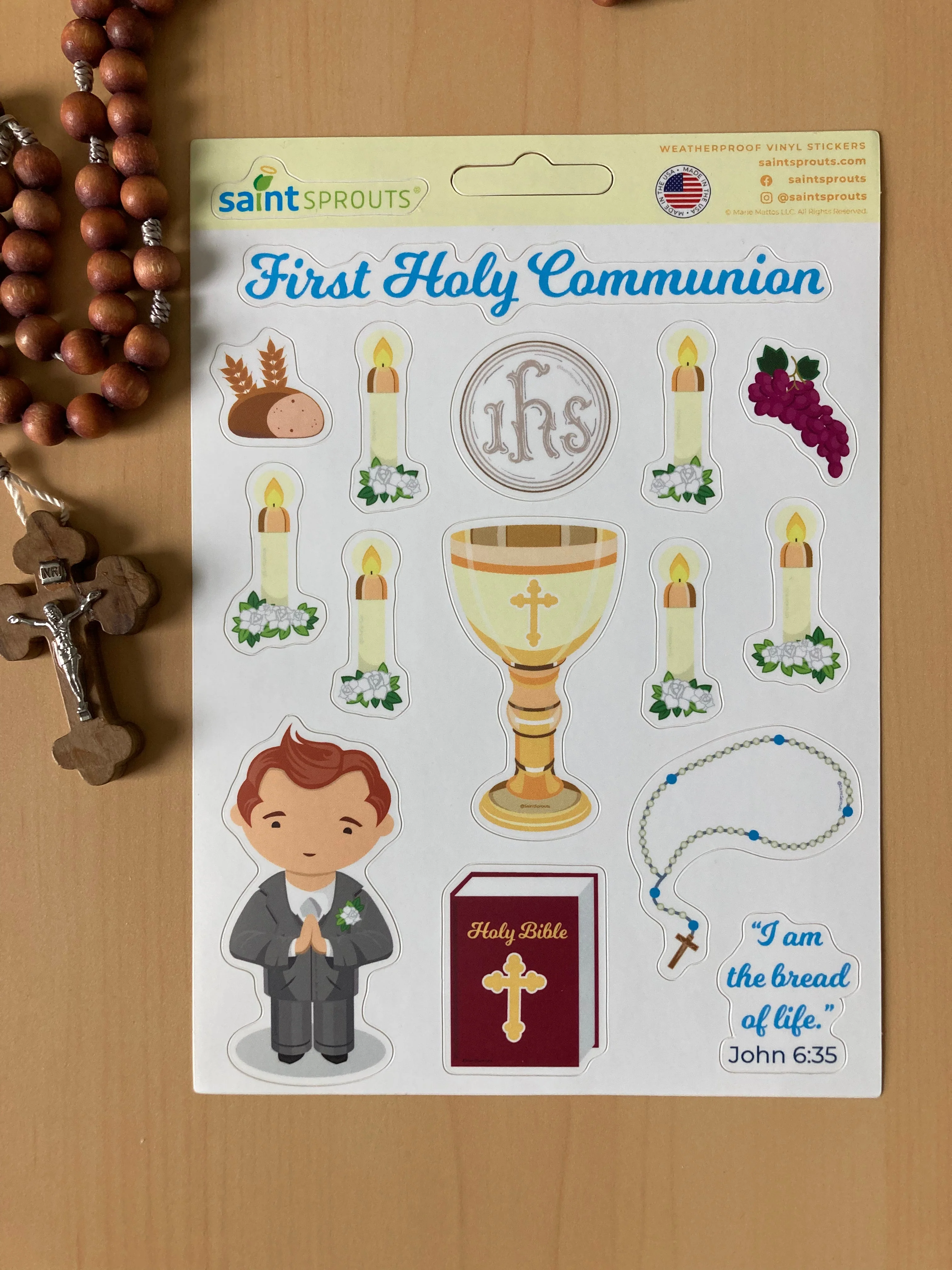 First Communion Sticker Sheet / Boy's First Holy Communion Sticker Sheet - Image 4