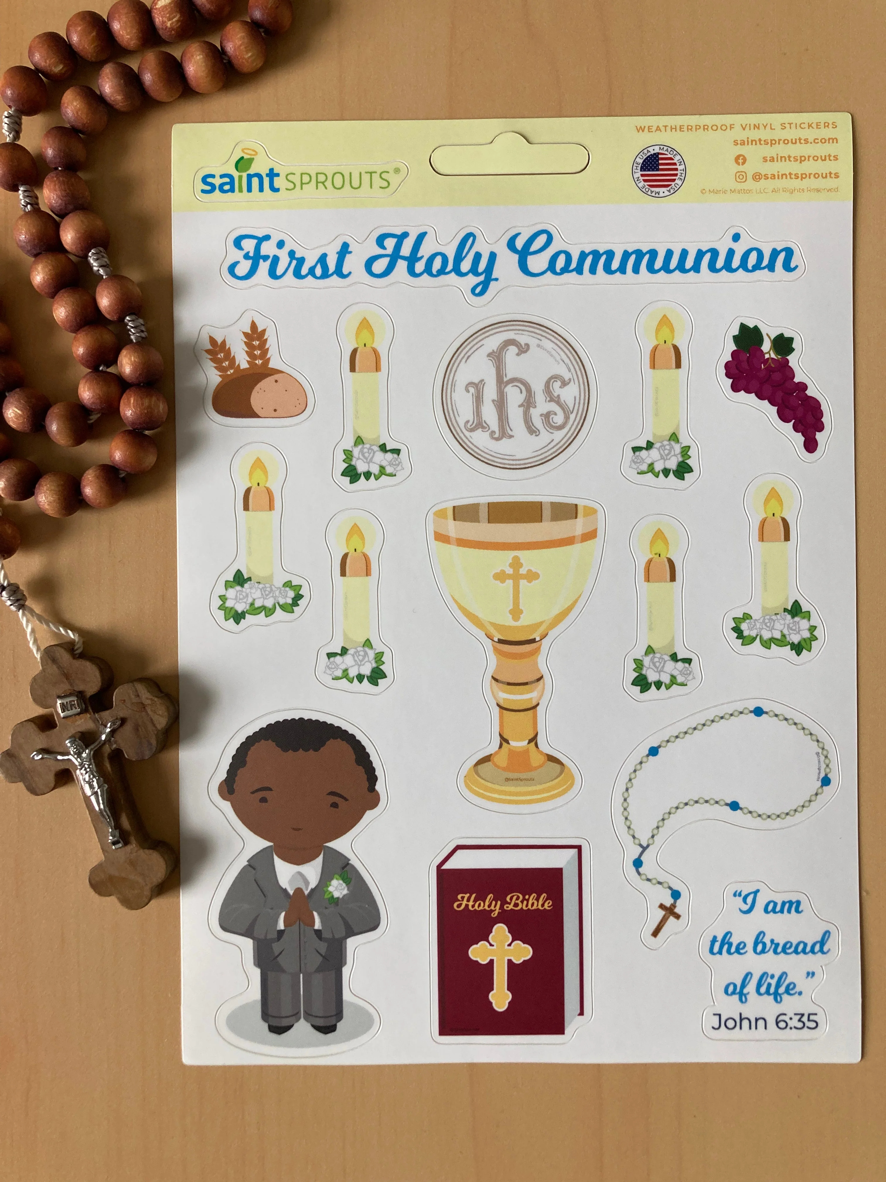 First Communion Sticker Sheet / Boy's First Holy Communion Sticker Sheet - Image 5