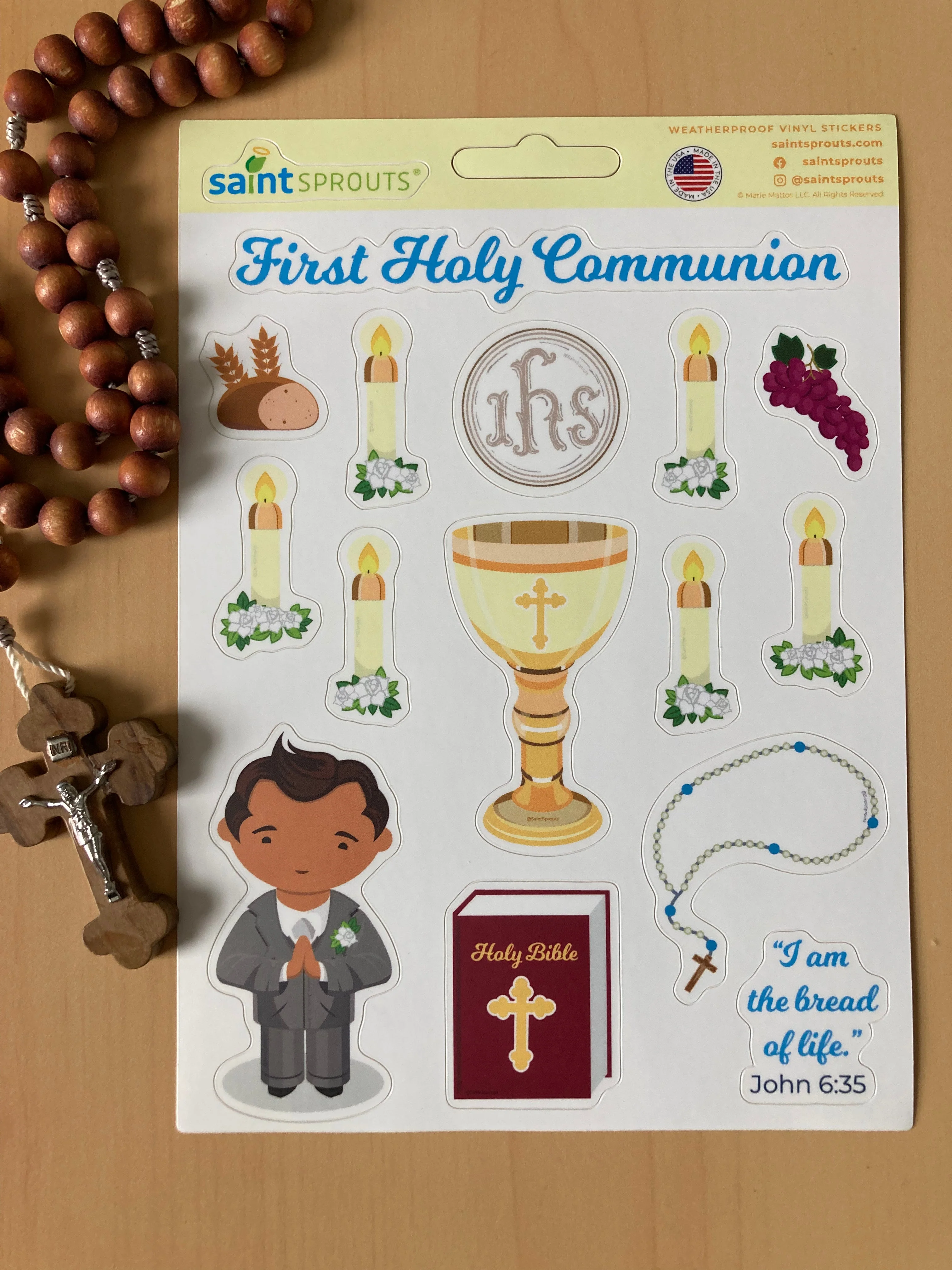 First Communion Sticker Sheet / Boy's First Holy Communion Sticker Sheet - Image 6
