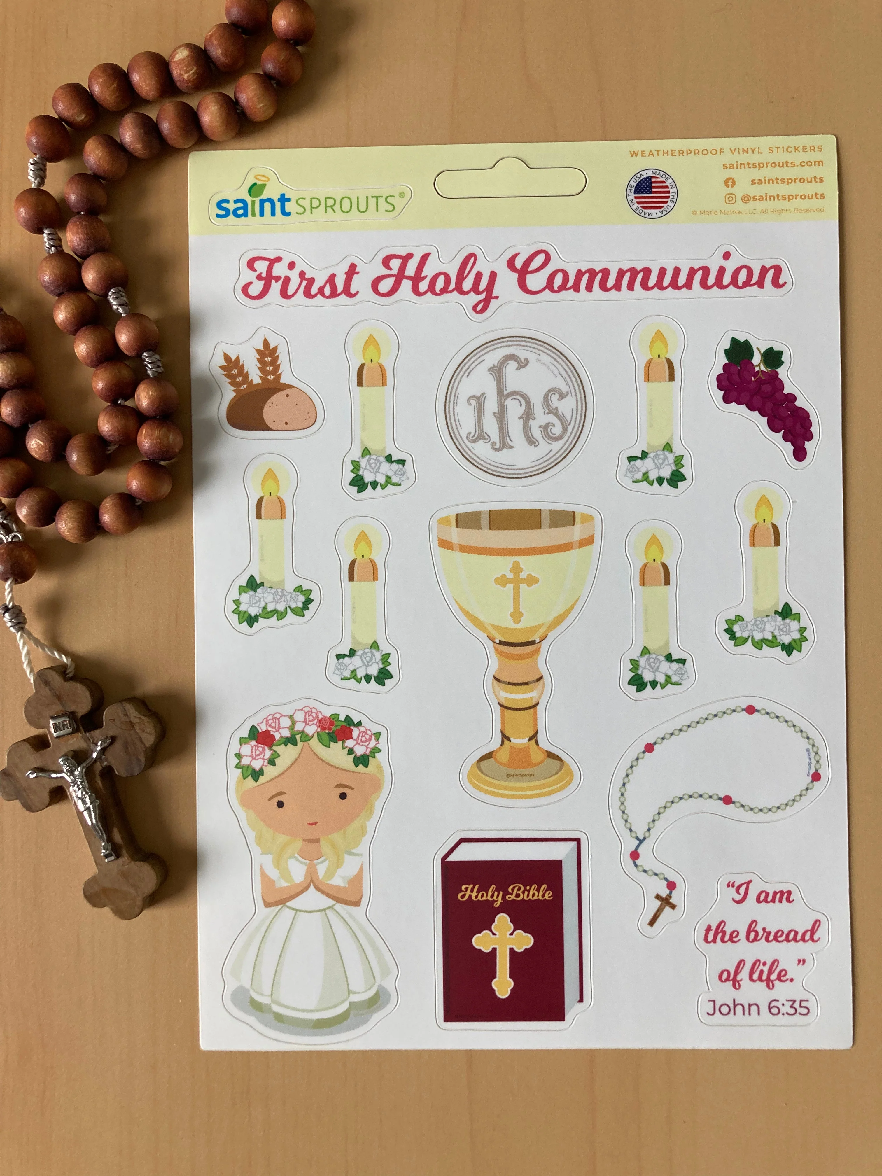 First Communion Sticker Sheet / Girl's First Holy Communion Sticker Sheet - Image 3