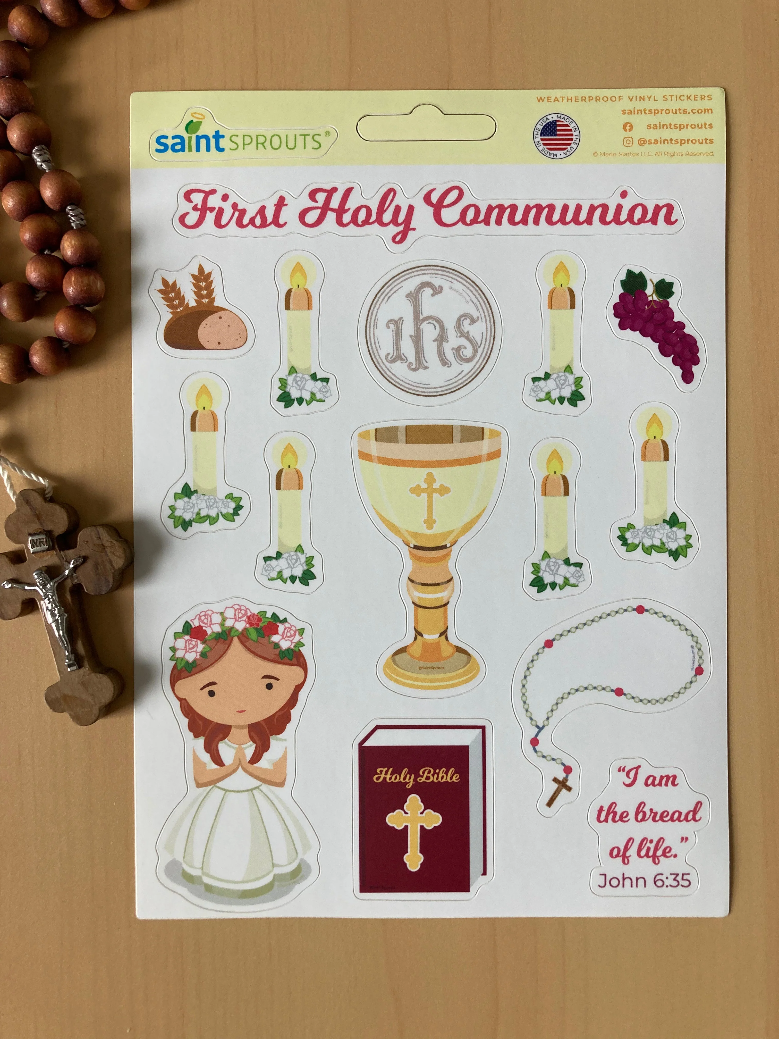 First Communion Sticker Sheet / Girl's First Holy Communion Sticker Sheet - Image 4