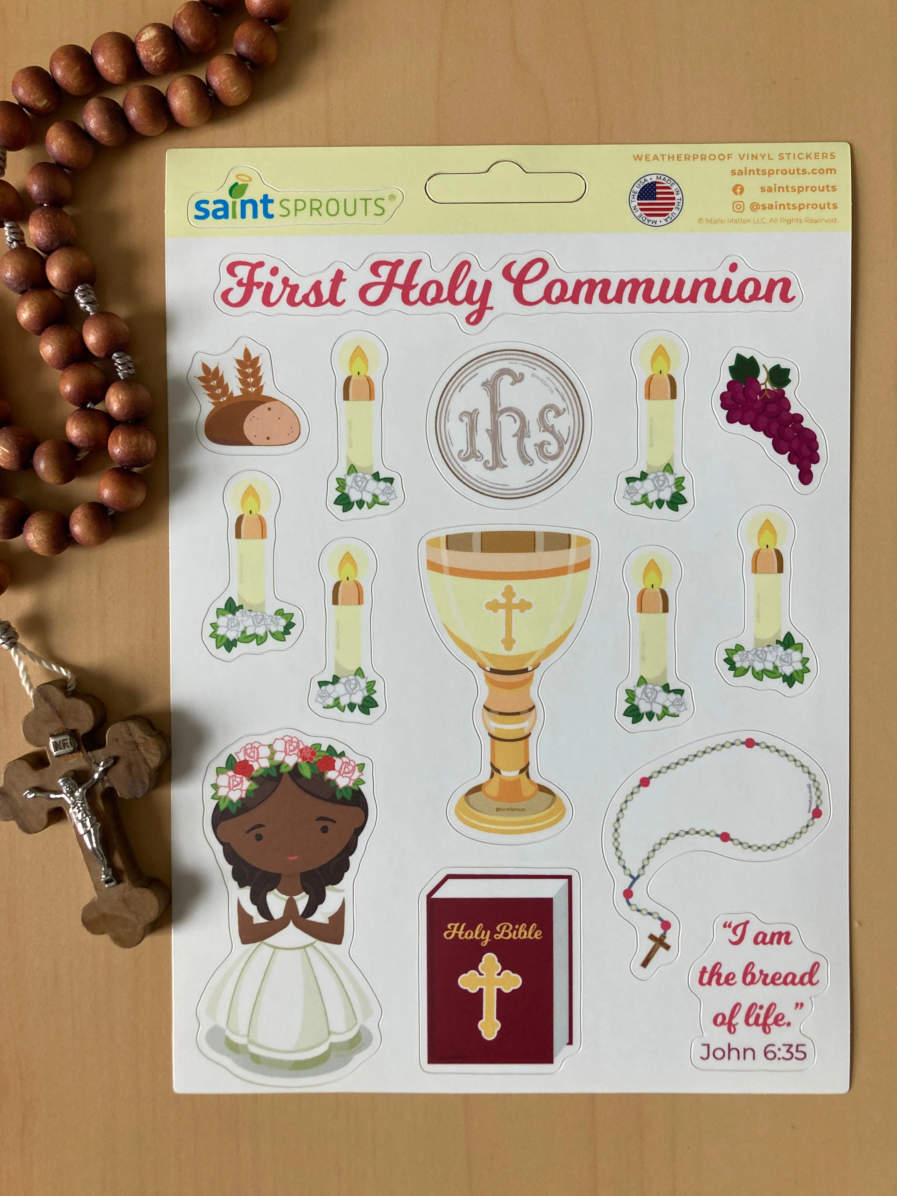 First Communion Sticker Sheet / Girl's First Holy Communion Sticker Sheet - Image 5