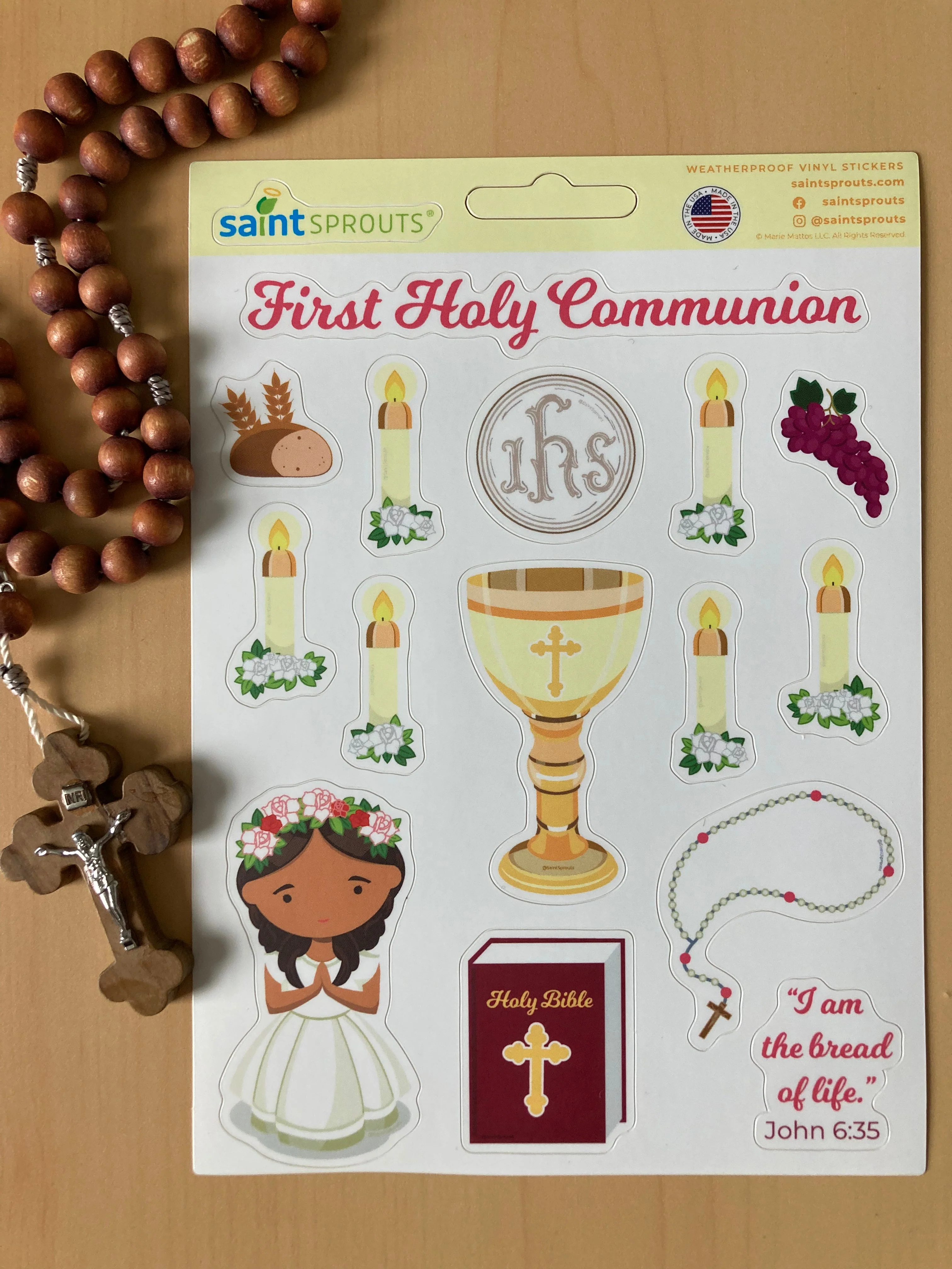 First Communion Sticker Sheet / Girl's First Holy Communion Sticker Sheet - Image 6