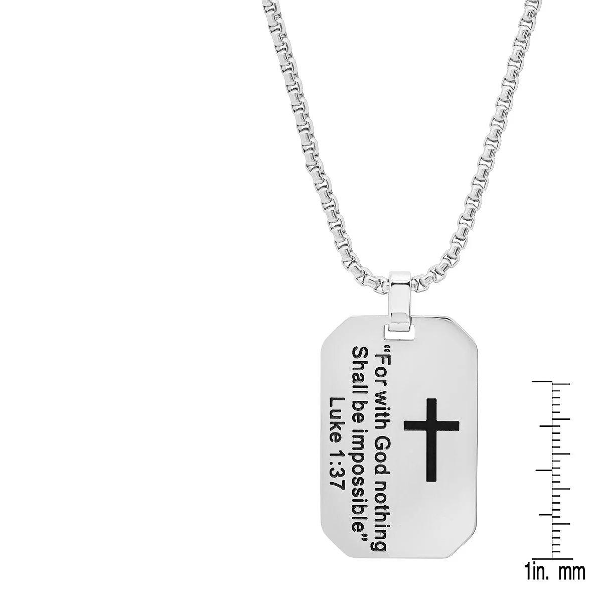 "For With God Nothing Shall Be Impossible" Dog Tag Pendant - Image 3