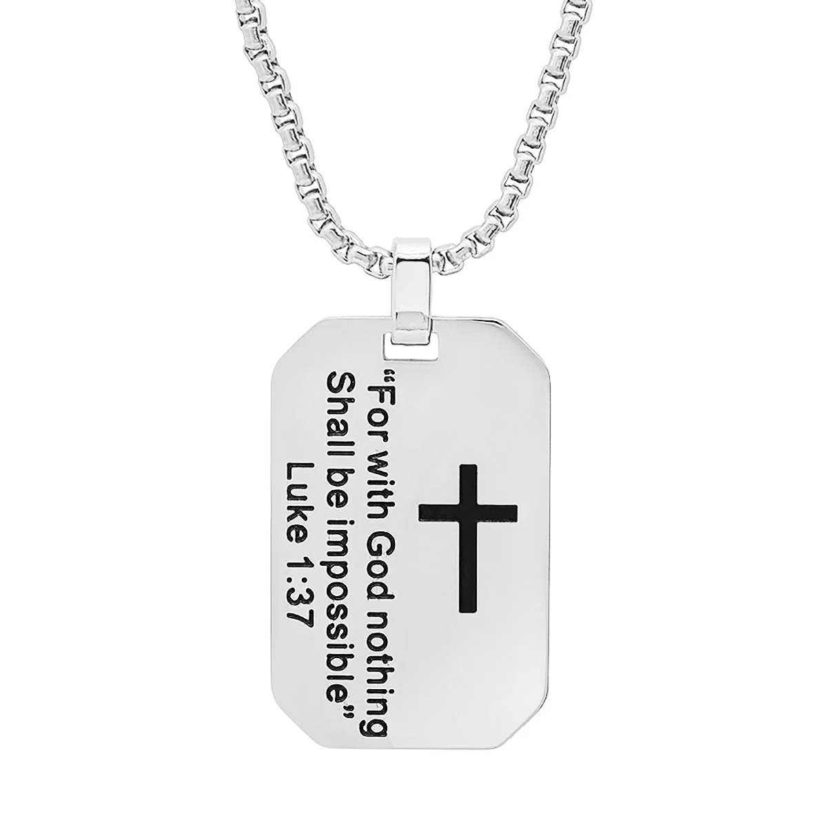 "For With God Nothing Shall Be Impossible" Dog Tag Pendant - Image 4