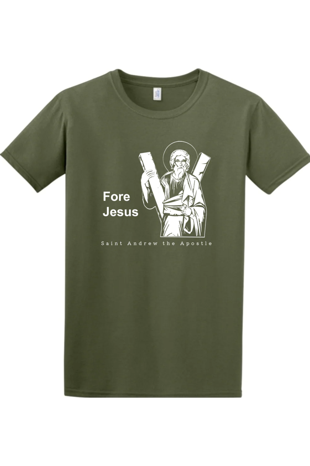 Fore Jesus - St. Andrew the Apostle Adult T-Shirt - Image 2