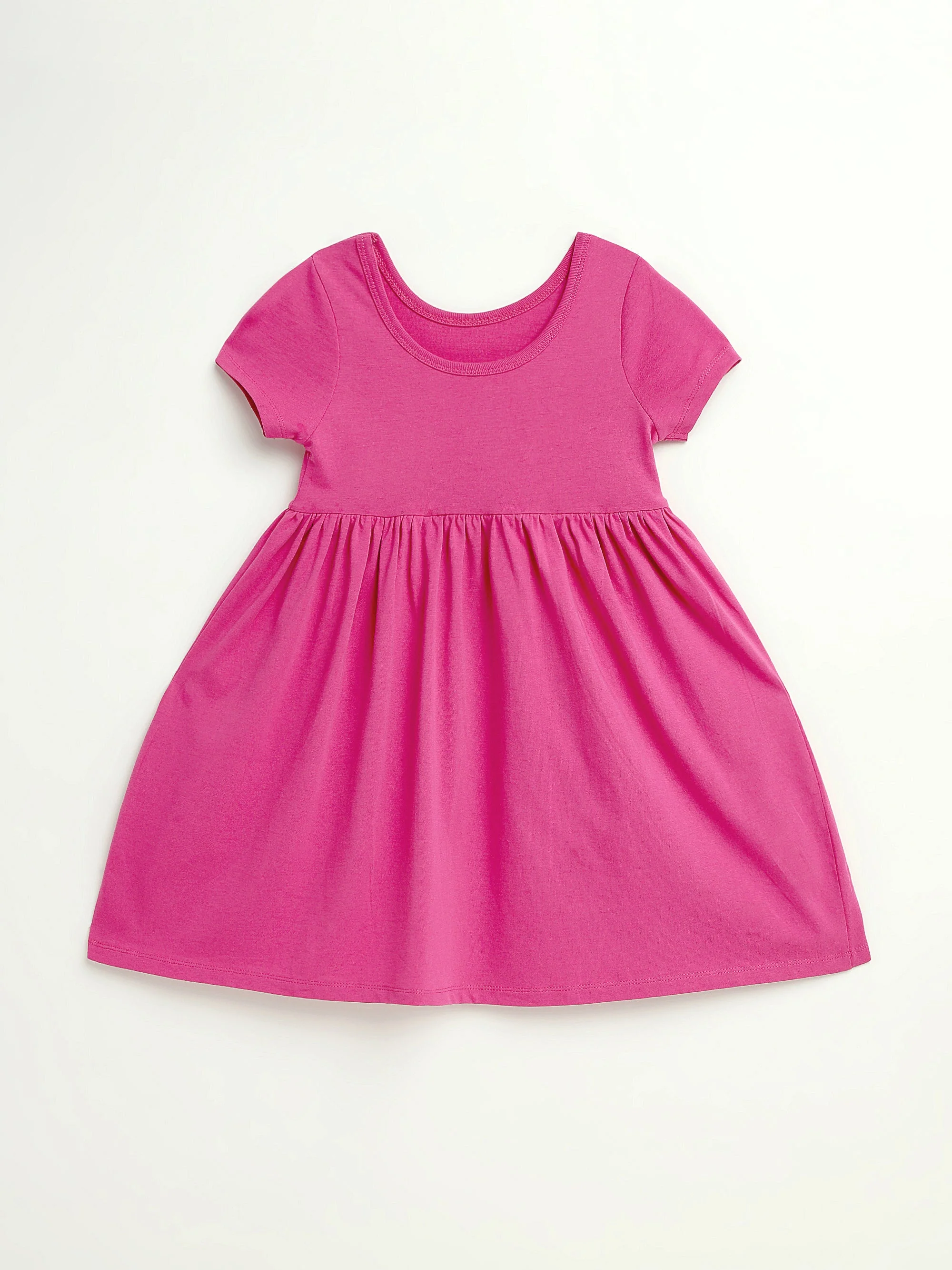 Fuchsia Prayer Pocket Short Sleeve Twirl Dress Cotton - Image 7