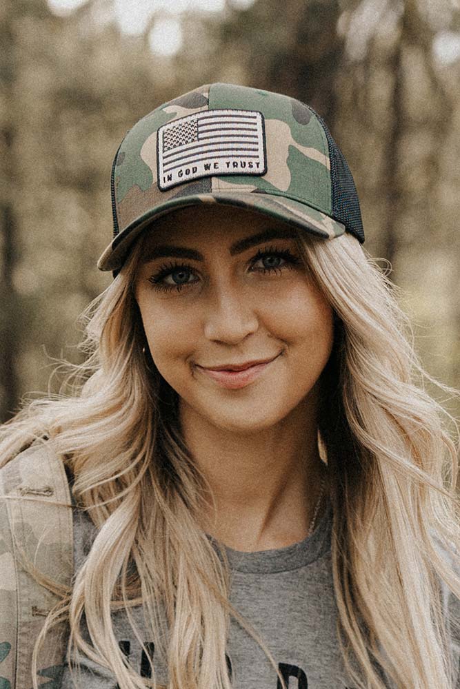 God We Trust Camo Trucker Hat - Image 3