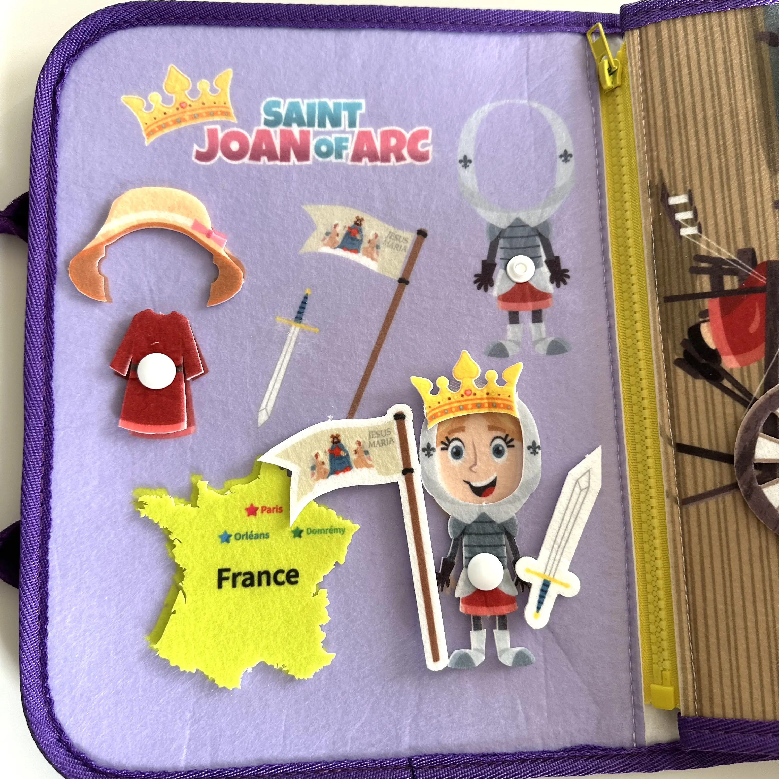 God's Princesses Vol. 1 Felt Busy Book - St. Joan of Arc and St. Josephine Bakhita - Image 4