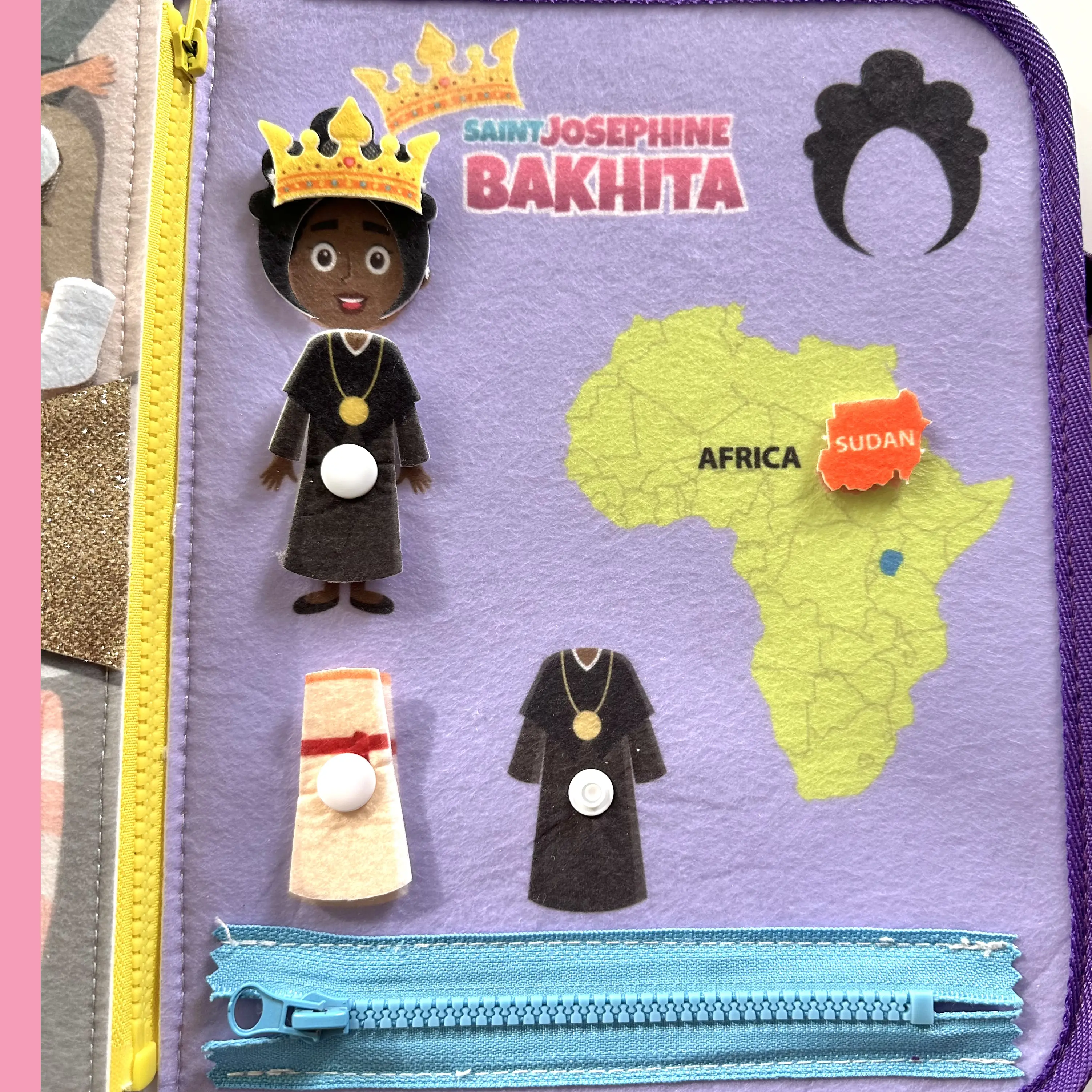 God's Princesses Vol. 1 Felt Busy Book - St. Joan of Arc and St. Josephine Bakhita - Image 8