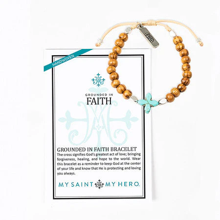 Grounded in Faith Olive Wood Bead Bracelet - Image 5
